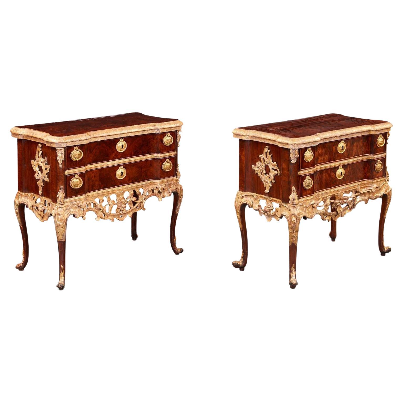 Pair of Altona Walnut and Gilt Commodes For Sale at 1stDibs