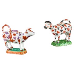 Coppia di lattiere per mucche in ceramica Pearlware