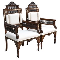 A matched pair of early 20th Century Moorish Syrian chairs  