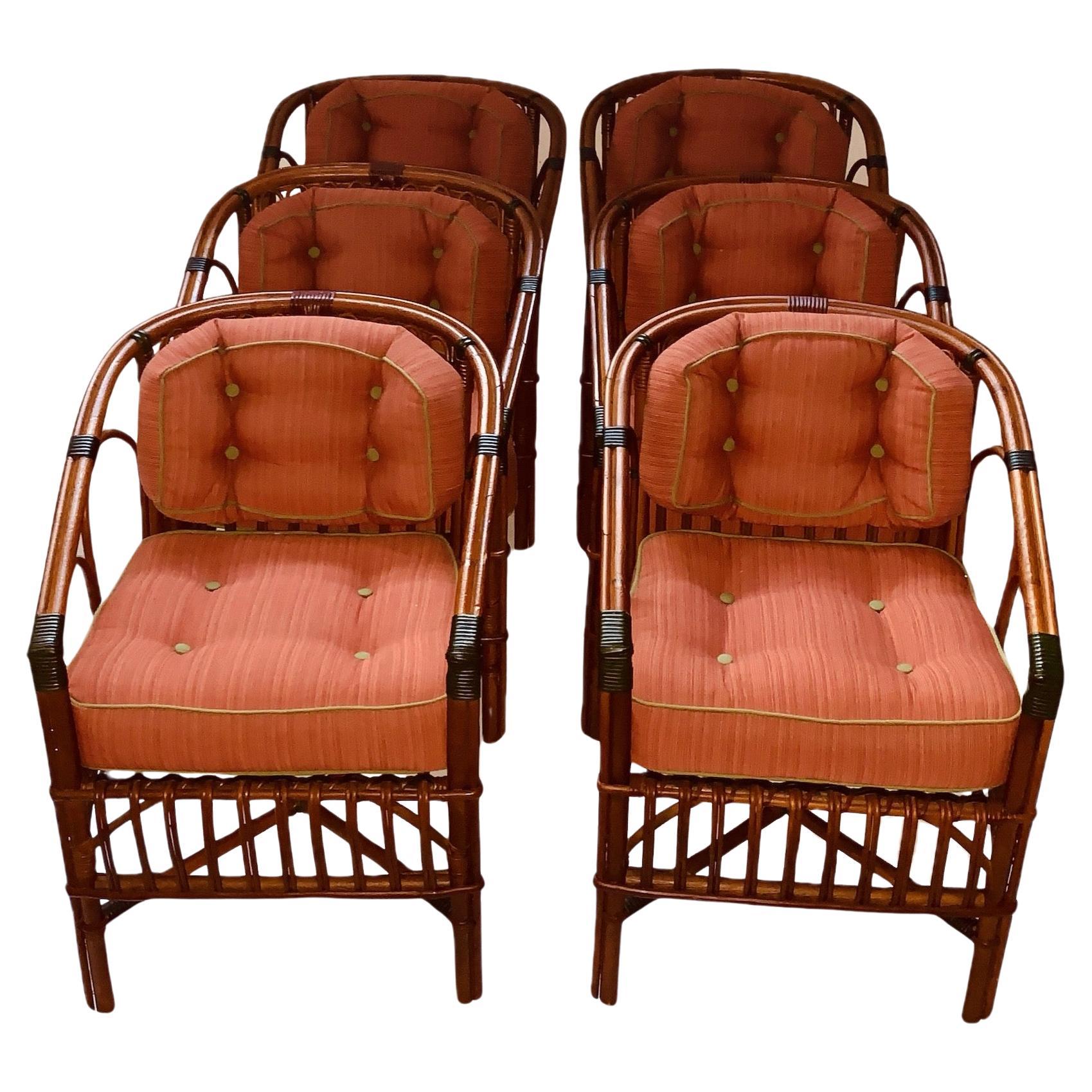 Mid-20th Century A Matched Pair of Rattan / Bentwood Dining / Arm Chairs  For Sale