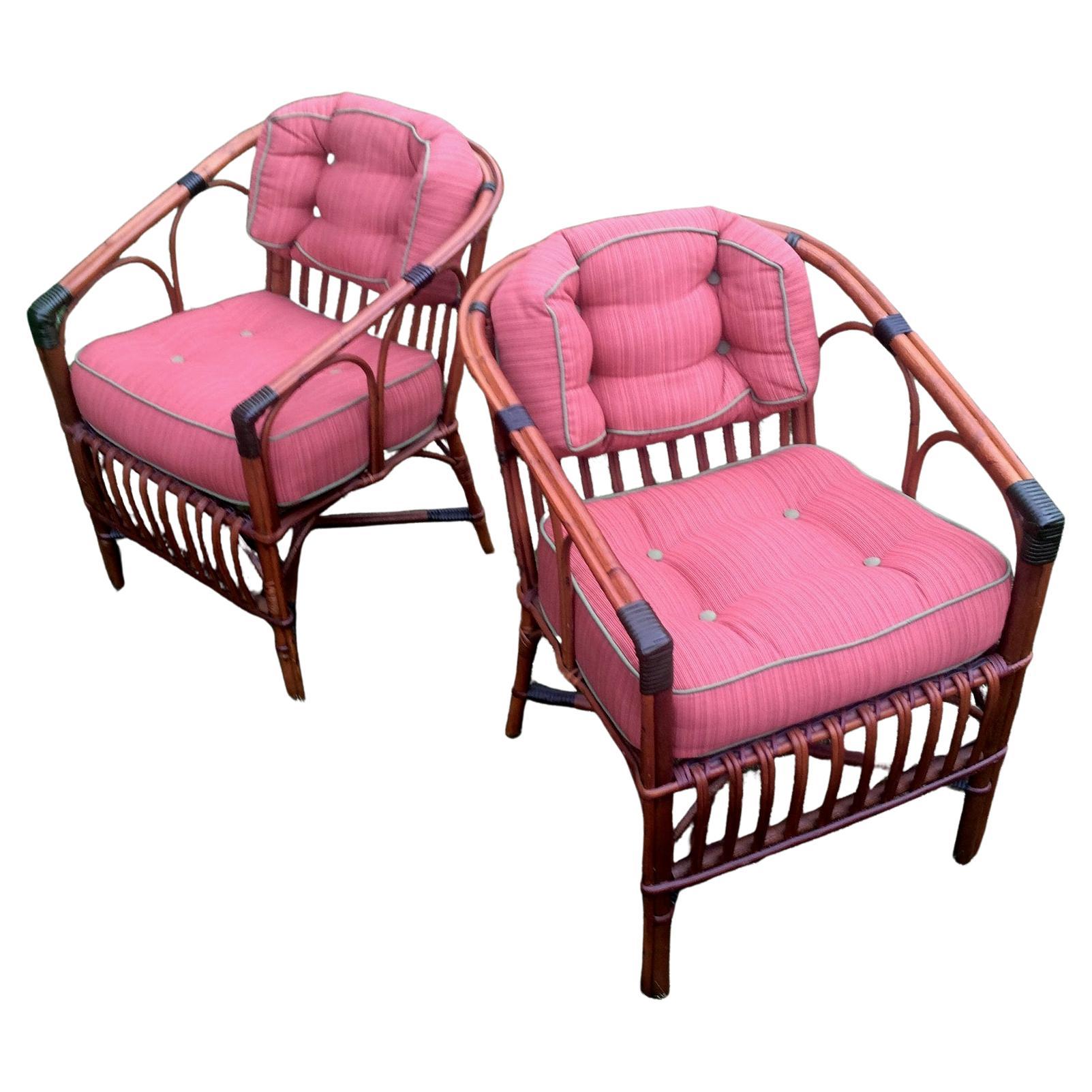 A Matched Pair of Rattan / Bentwood Dining / Arm Chairs  For Sale 1