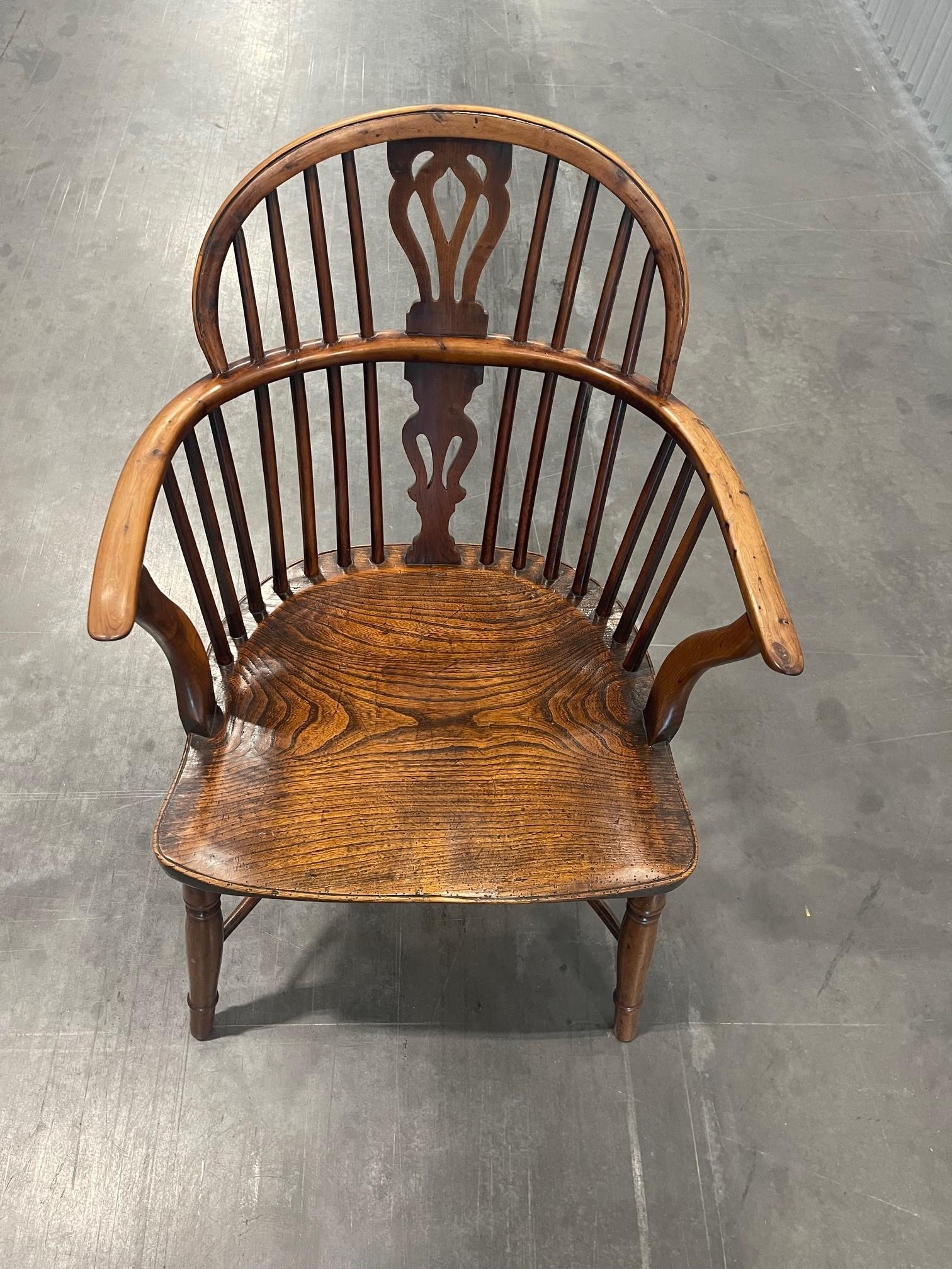 A Matched Set of Four Yew-Wood Low Back Windsor Chairs  3