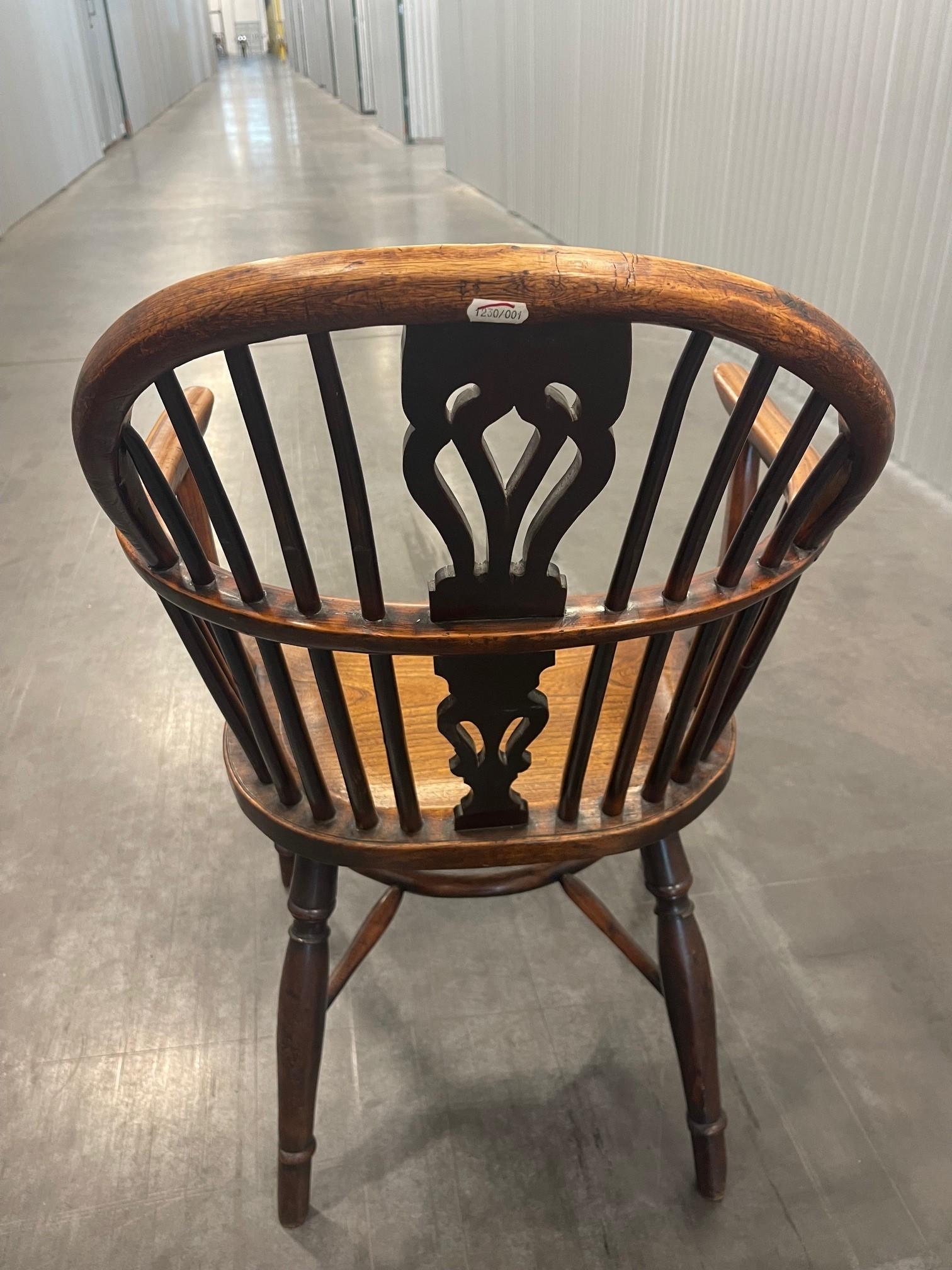 A Matched Set of Four Yew-Wood Low Back Windsor Chairs  4