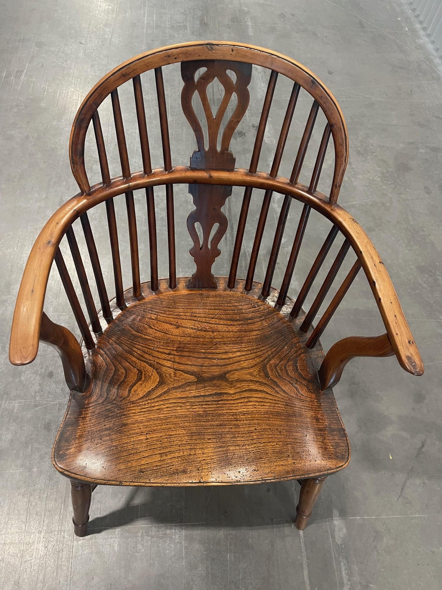 A Matched Set of Four Yew-Wood Low Back Windsor Chairs  5