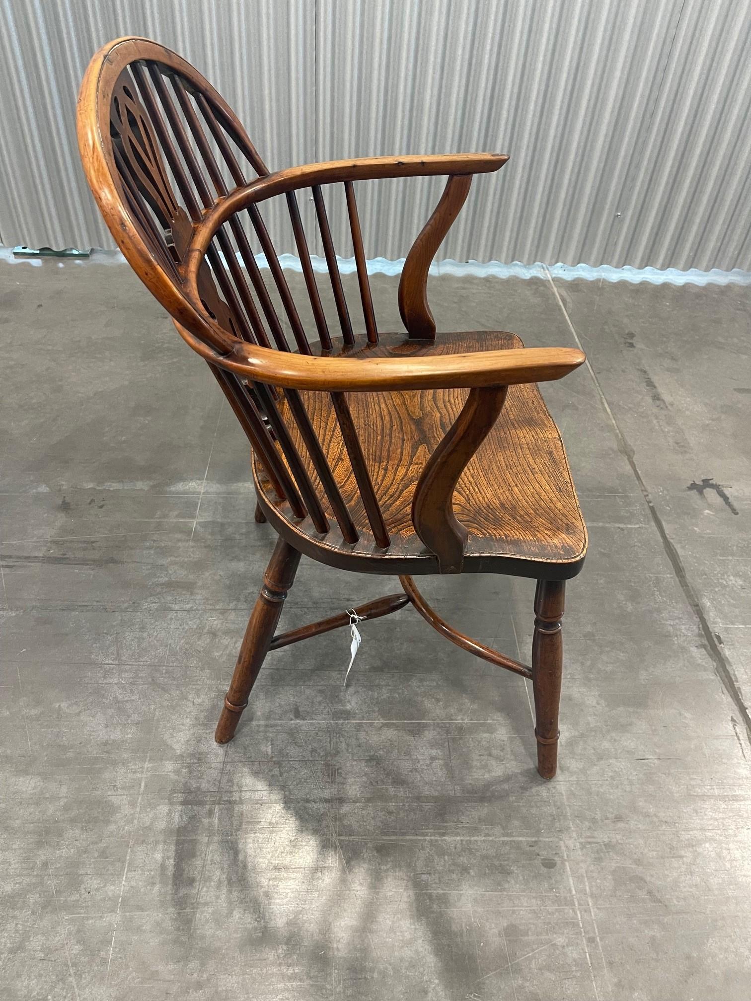 A Matched Set of Four Yew-Wood Low Back Windsor Chairs  6