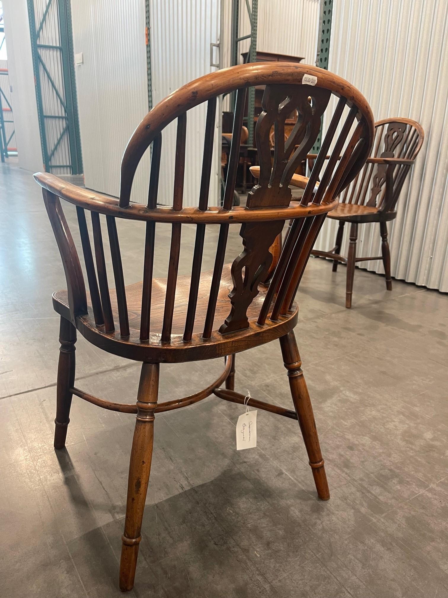 A Matched Set of Four Yew-Wood Low Back Windsor Chairs  10