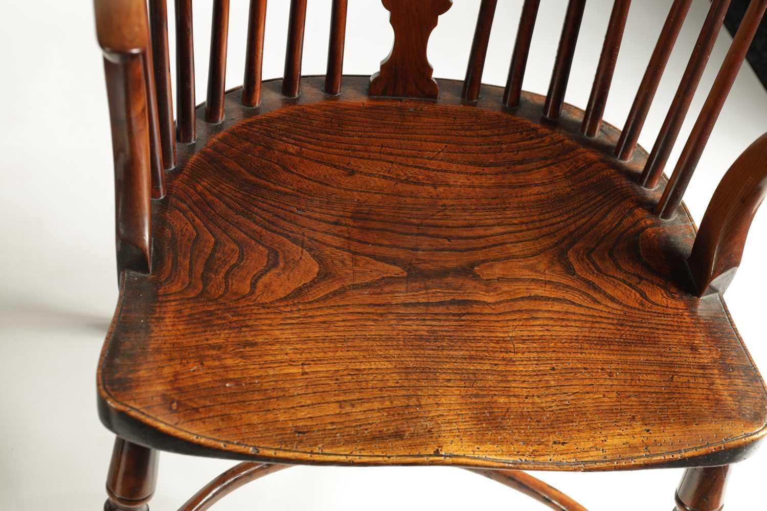 19th Century A Matched Set of Four Yew-Wood Low Back Windsor Chairs 