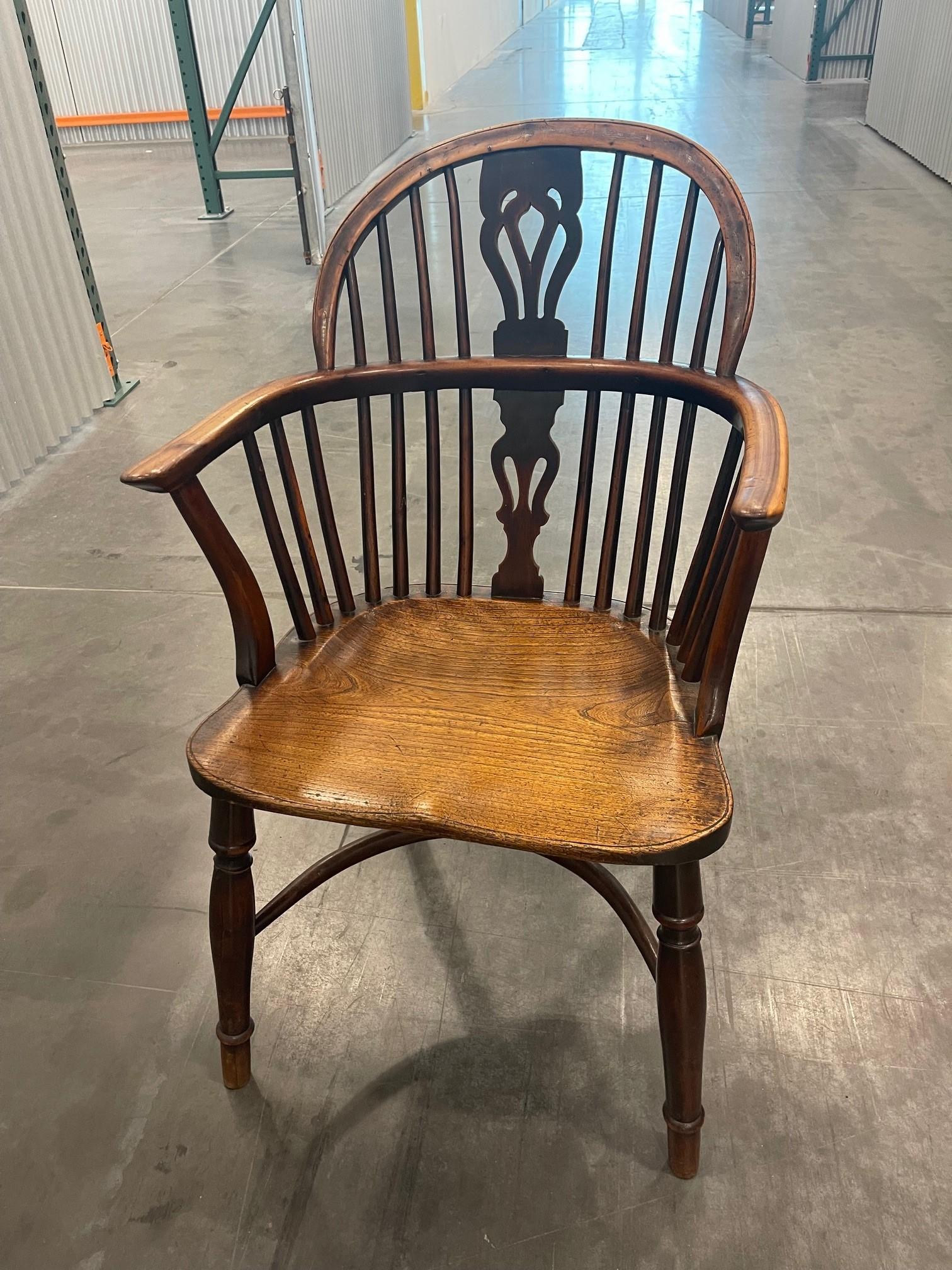 A Matched Set of Four Yew-Wood Low Back Windsor Chairs  2