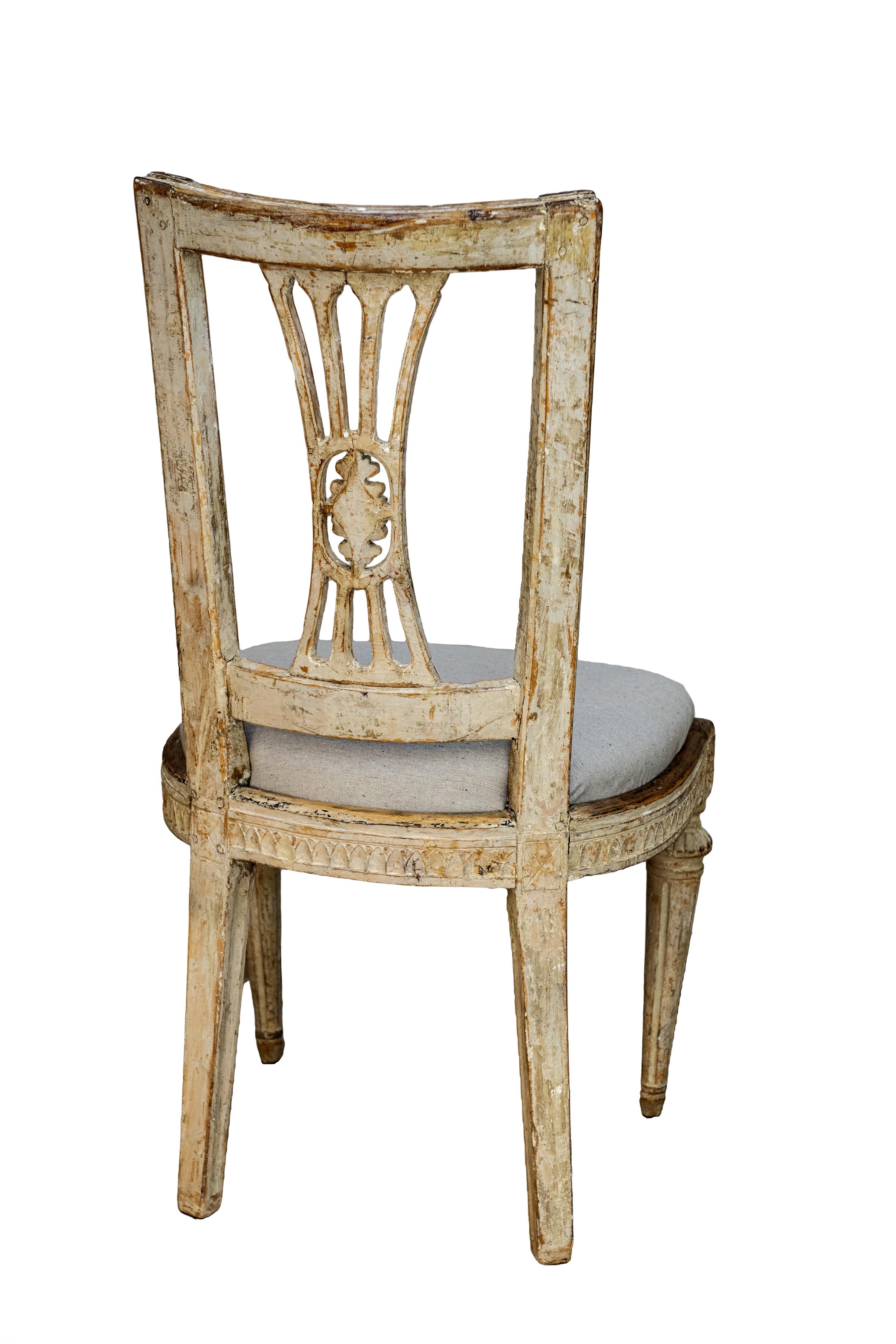 Matched Set of Six Painted Gustavian Dining Chairs, 2 Armchairs and 4 Chairs 3