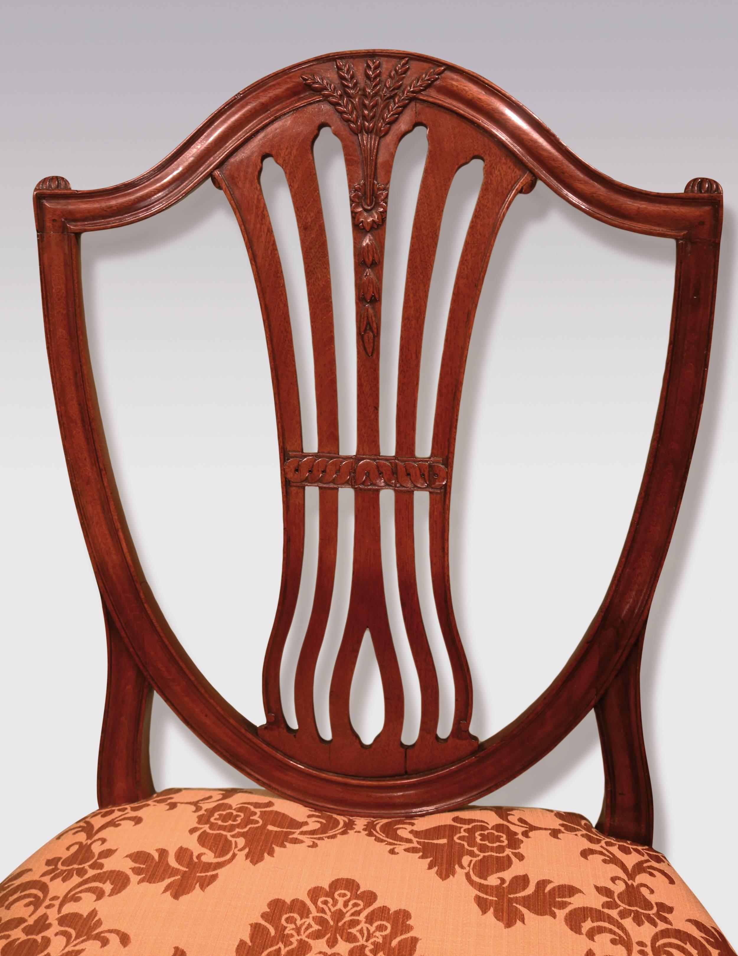 Polished Set of Ten 18th Century Hepplewhite Mahogany Dining Chairs