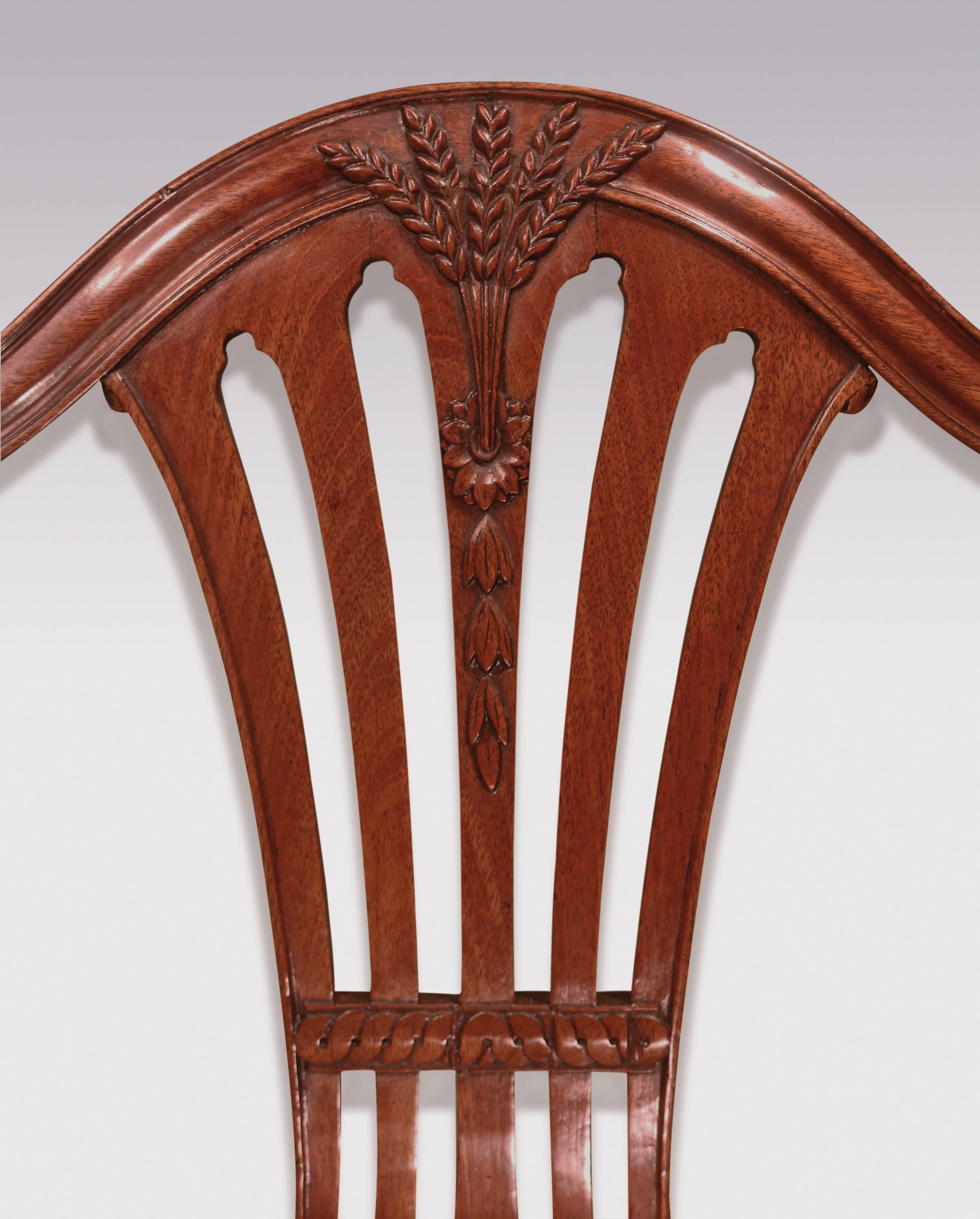 Set of Ten 18th Century Hepplewhite Mahogany Dining Chairs In Excellent Condition In London, GB
