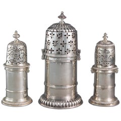 Antique Matched Set of Three Late 17th Century Silver Casters