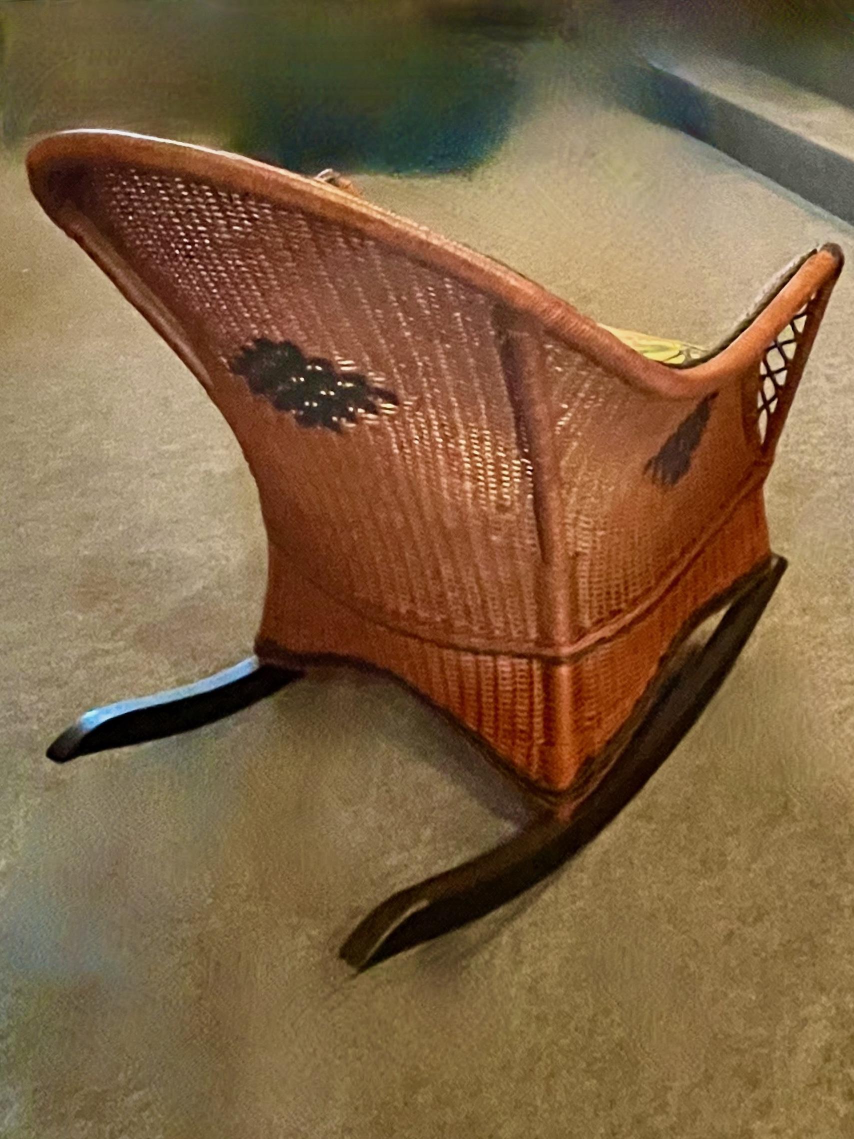 A Matching Pair of Arts and Crafts Period Wicker Arm Chair and Rocking Chair For Sale 2