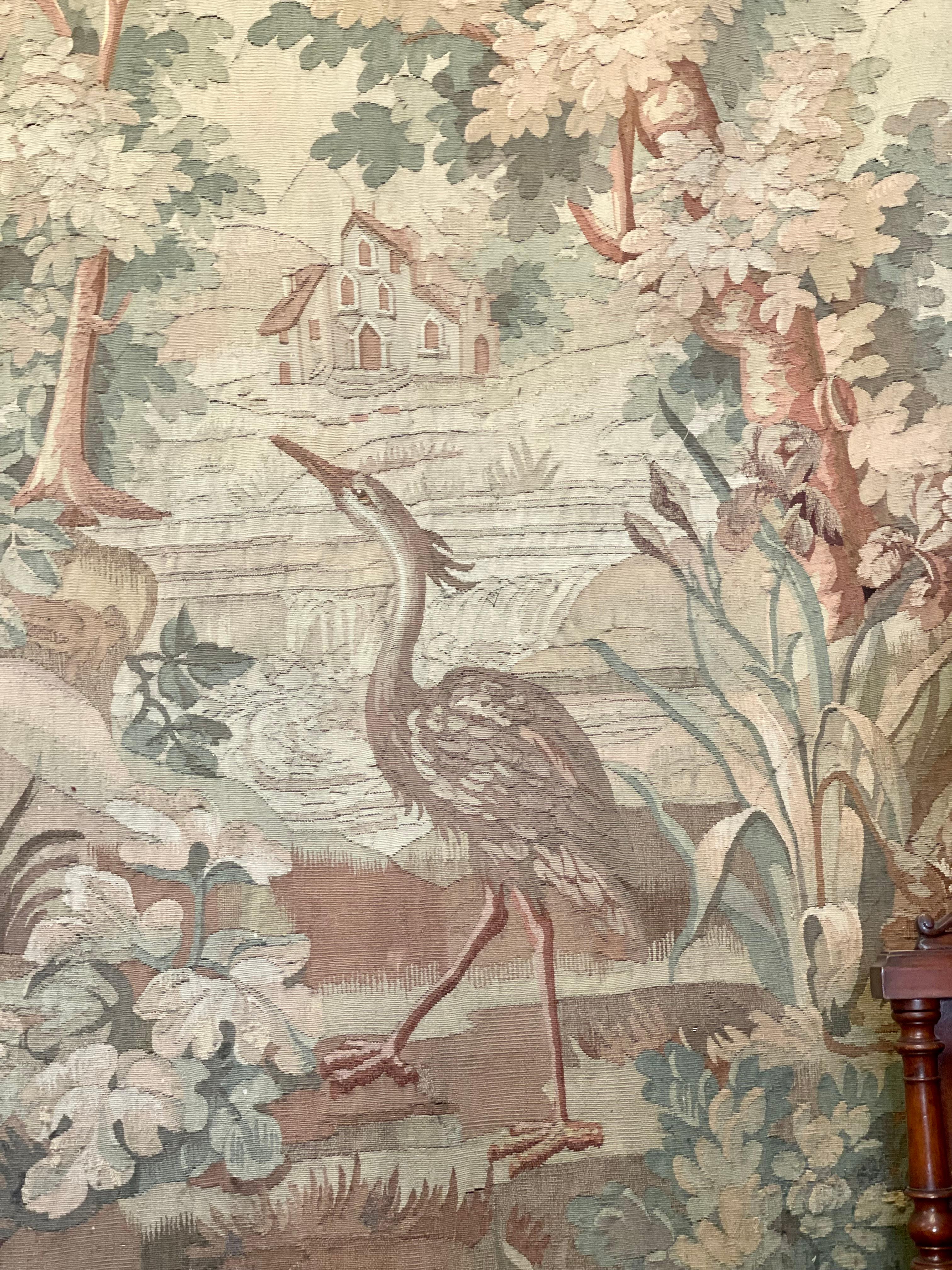 Matching Pair of Aubusson Verdure Tapestries In Good Condition In LA CIOTAT, FR