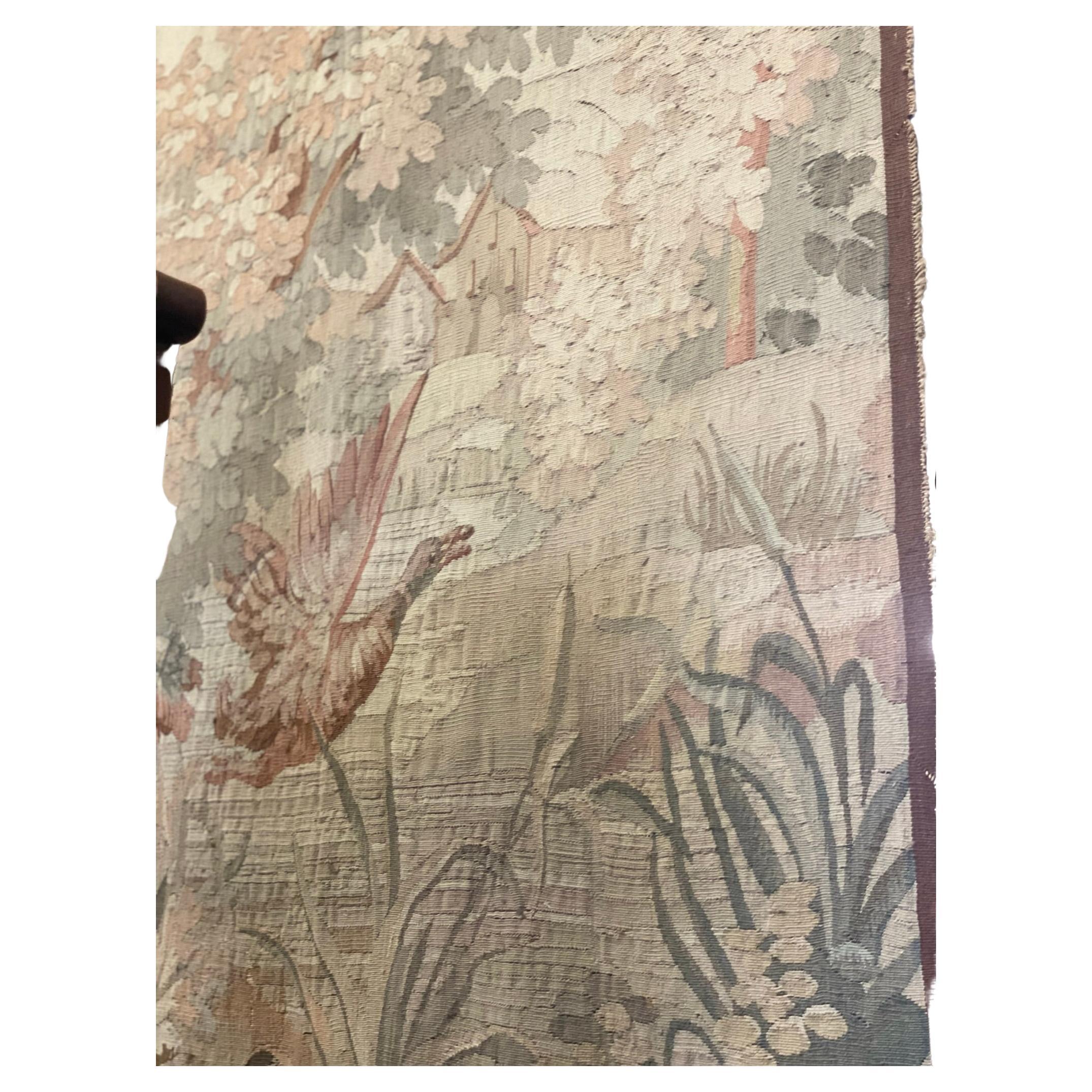 Matching Pair of Aubusson Verdure Tapestries