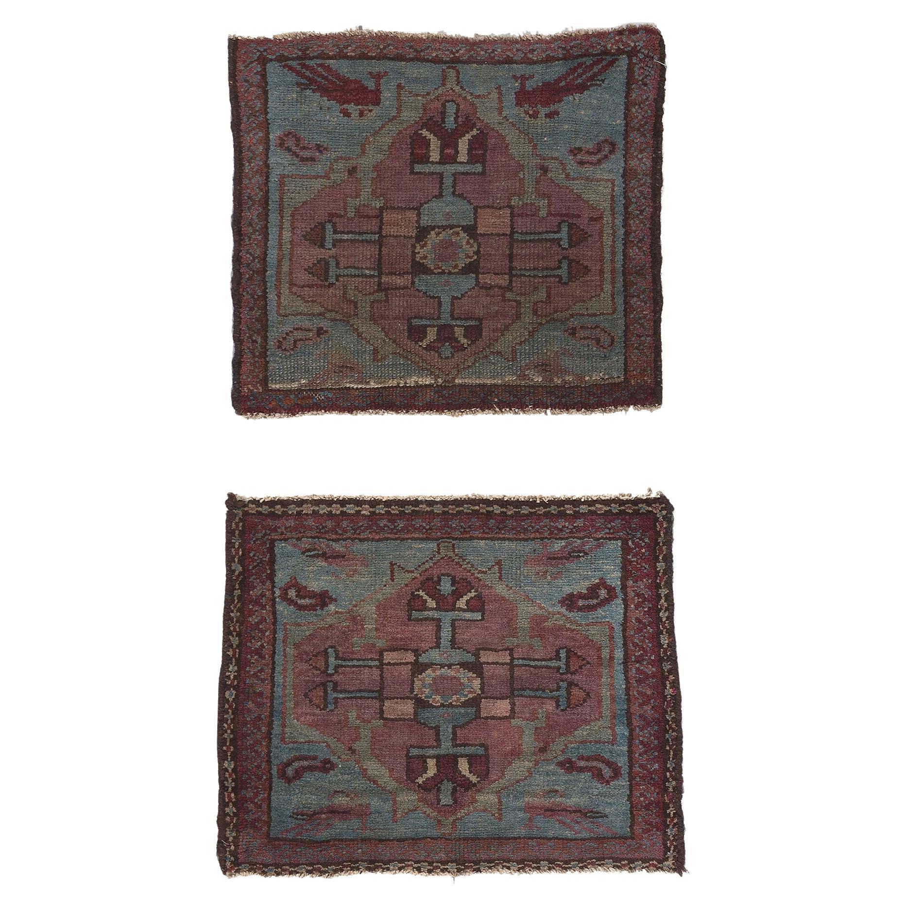 A Matching Pair of Small Antique Persian Malayer Rugs