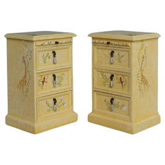 A matching pair of vintage hand painted chests of drawers