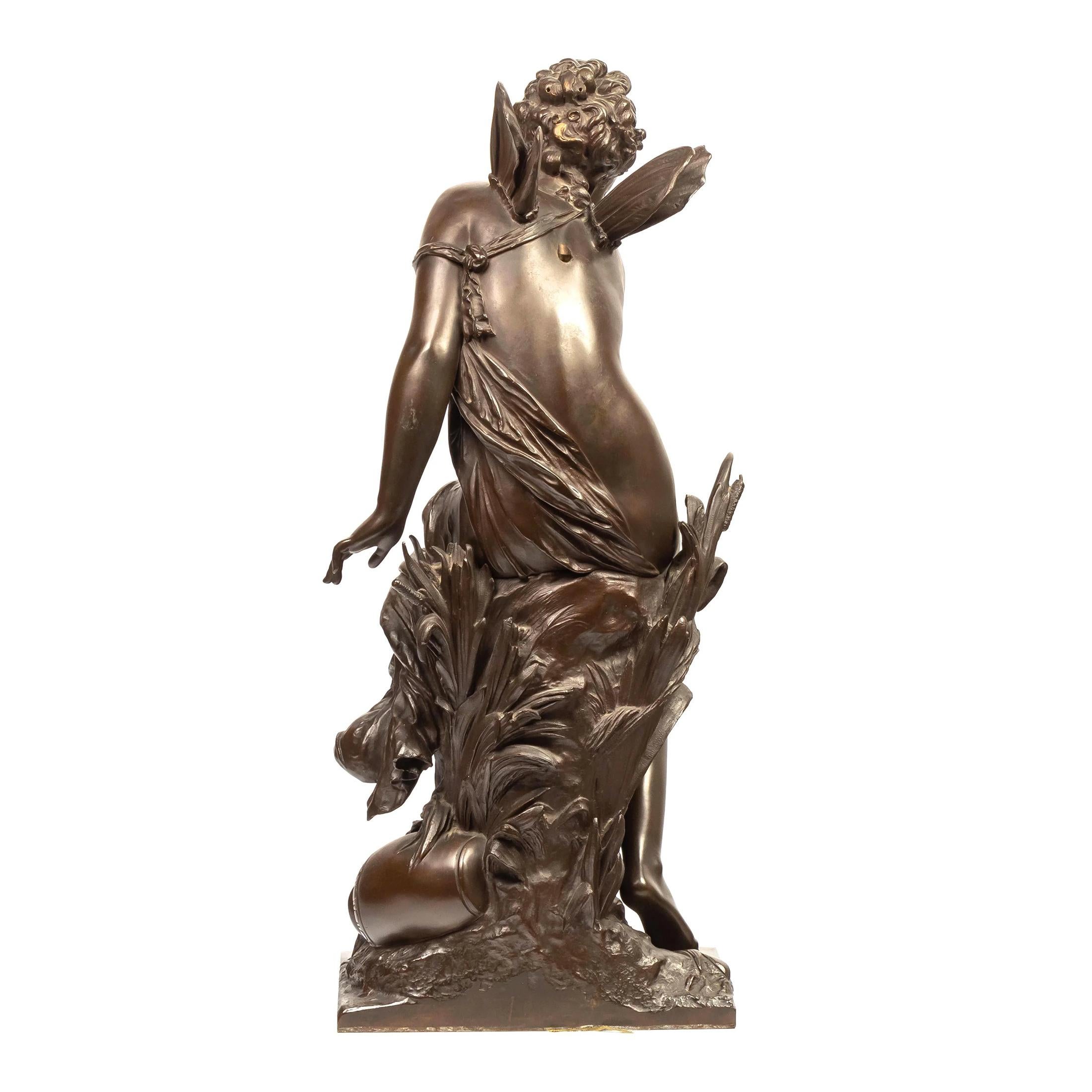 Mathurin Moreau Allegorische Skulptur aus patinierter Bronze im Art nouveau-Stil (Französisch) im Angebot