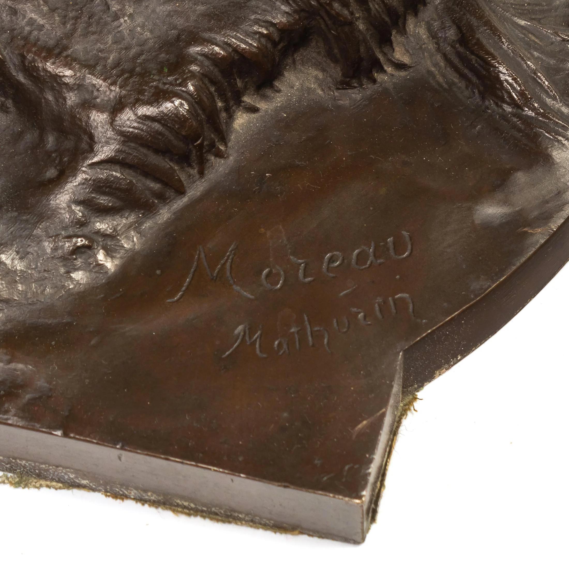 Mathurin Moreau Allegorische Skulptur aus patinierter Bronze im Art nouveau-Stil im Angebot 1
