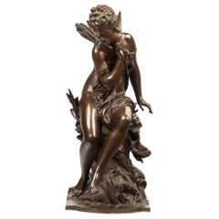 Mathurin Moreau Art Nouveau Allegorical Patinated Bronze Sculpture