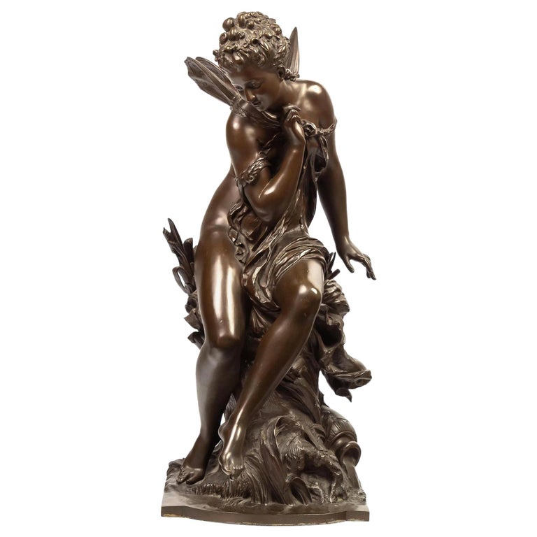 Mathurin Moreau Art Nouveau Allegorical Patinated Bronze Sculpture For Sale