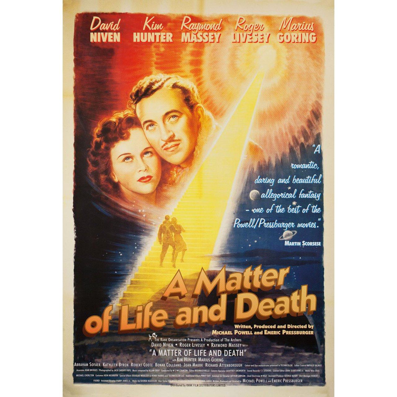 Original 1995 re-release British one sheet poster by Anselmo Ballester for the 1946 film A Matter of Life and Death (Stairway to Heaven) directed by Michael Powell / Emeric Pressburger with David Niven / Kim Hunter / Robert Coote / Kathleen Byron.