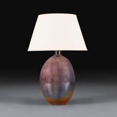 Lámpara de mesa de cerámica artística con esmalte lustre malva