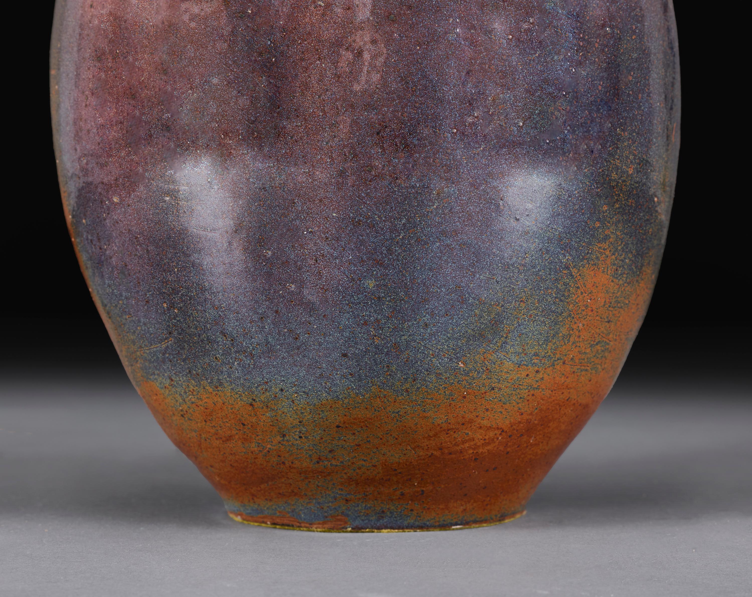 20th Century A Mauve Lustre Glaze Art Pottery Table Lamp For Sale