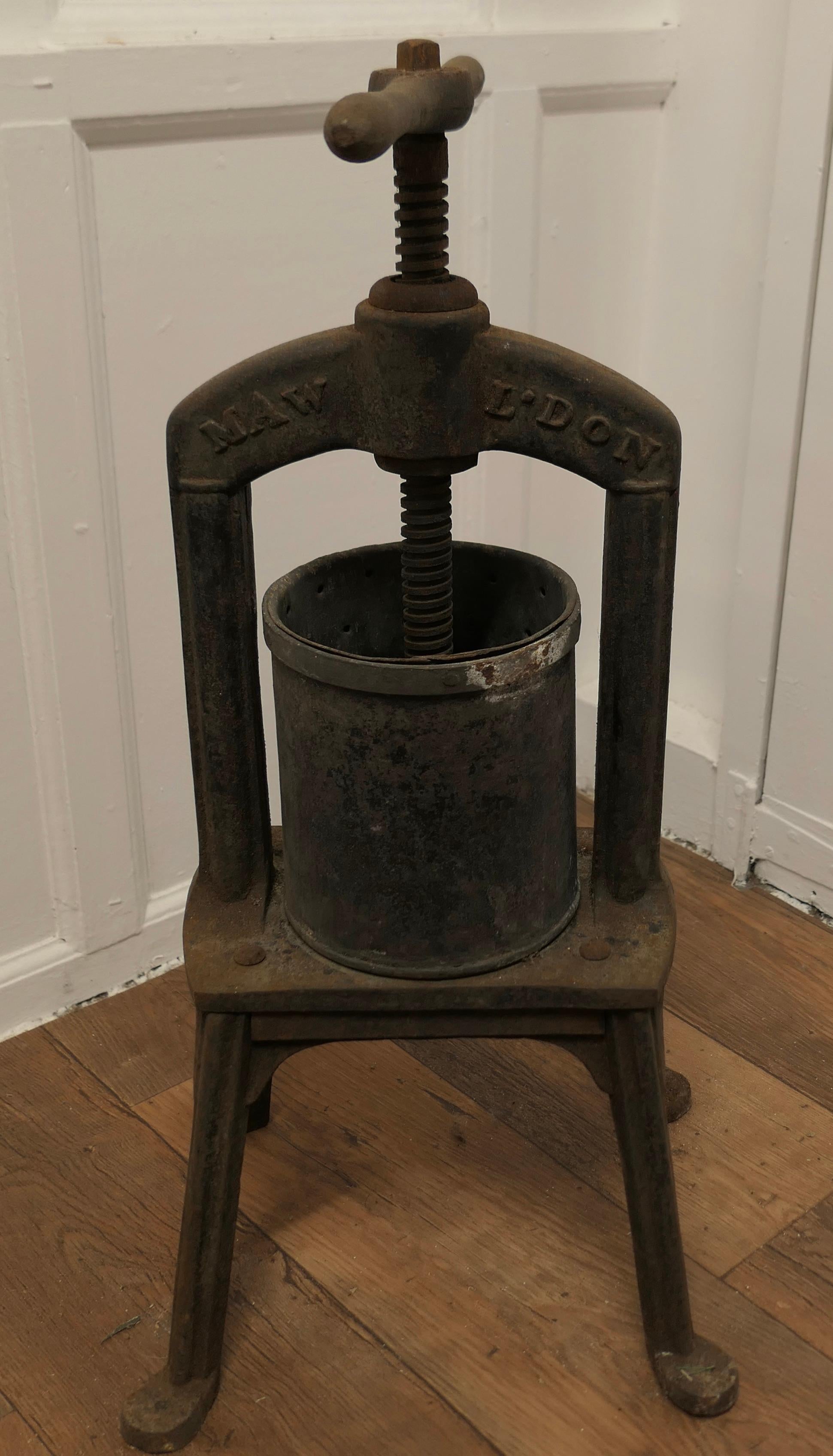 Late 19th Century Maw and Sons 19th Century Cast Iron Tincture Press For Sale