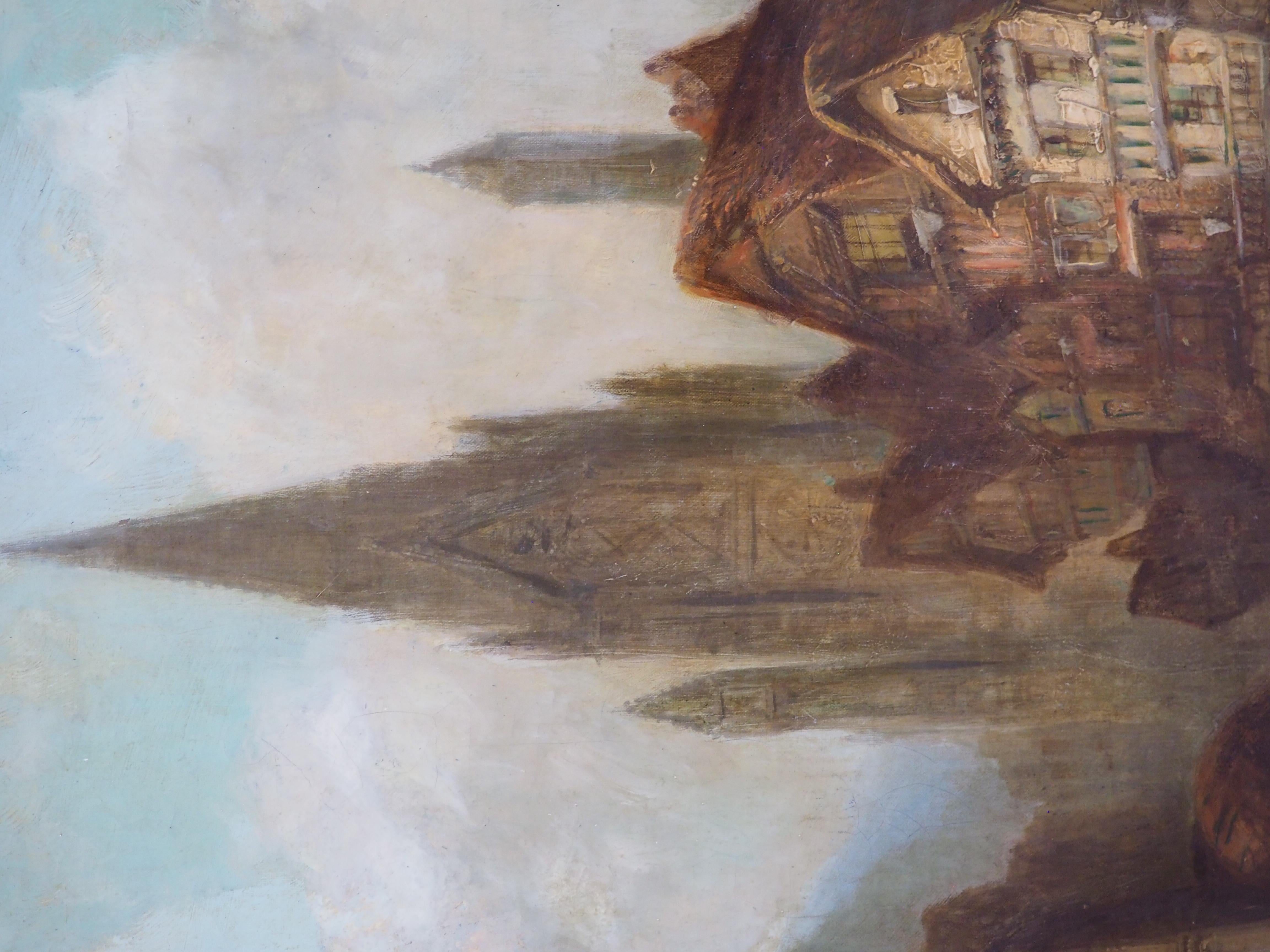 Mittelalterliche Stadtlandschaft, Ölgemälde von Jules Noel, CIRCA 1865 im Angebot 3