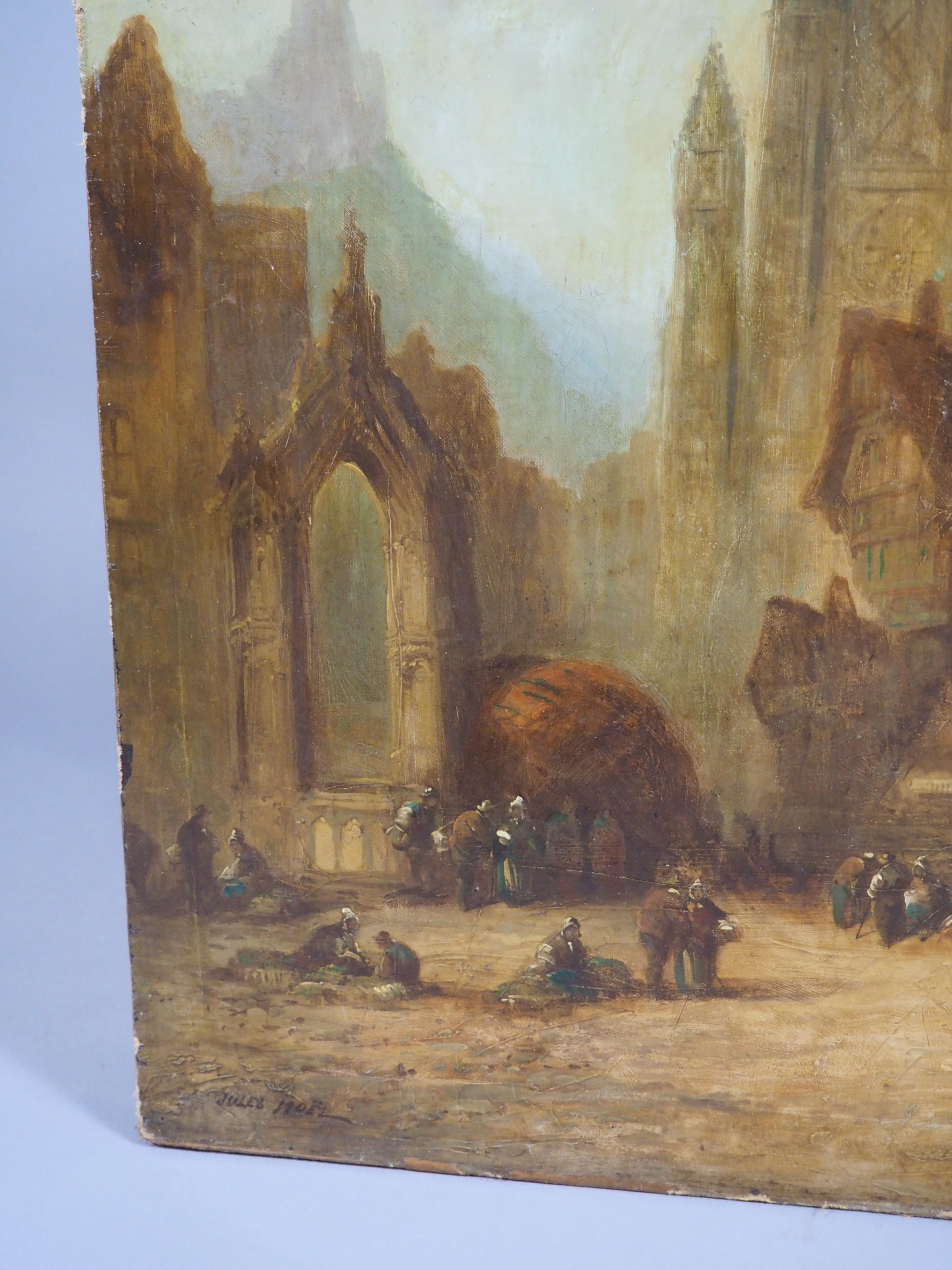 Mittelalterliche Stadtlandschaft, Ölgemälde von Jules Noel, CIRCA 1865 im Angebot 5