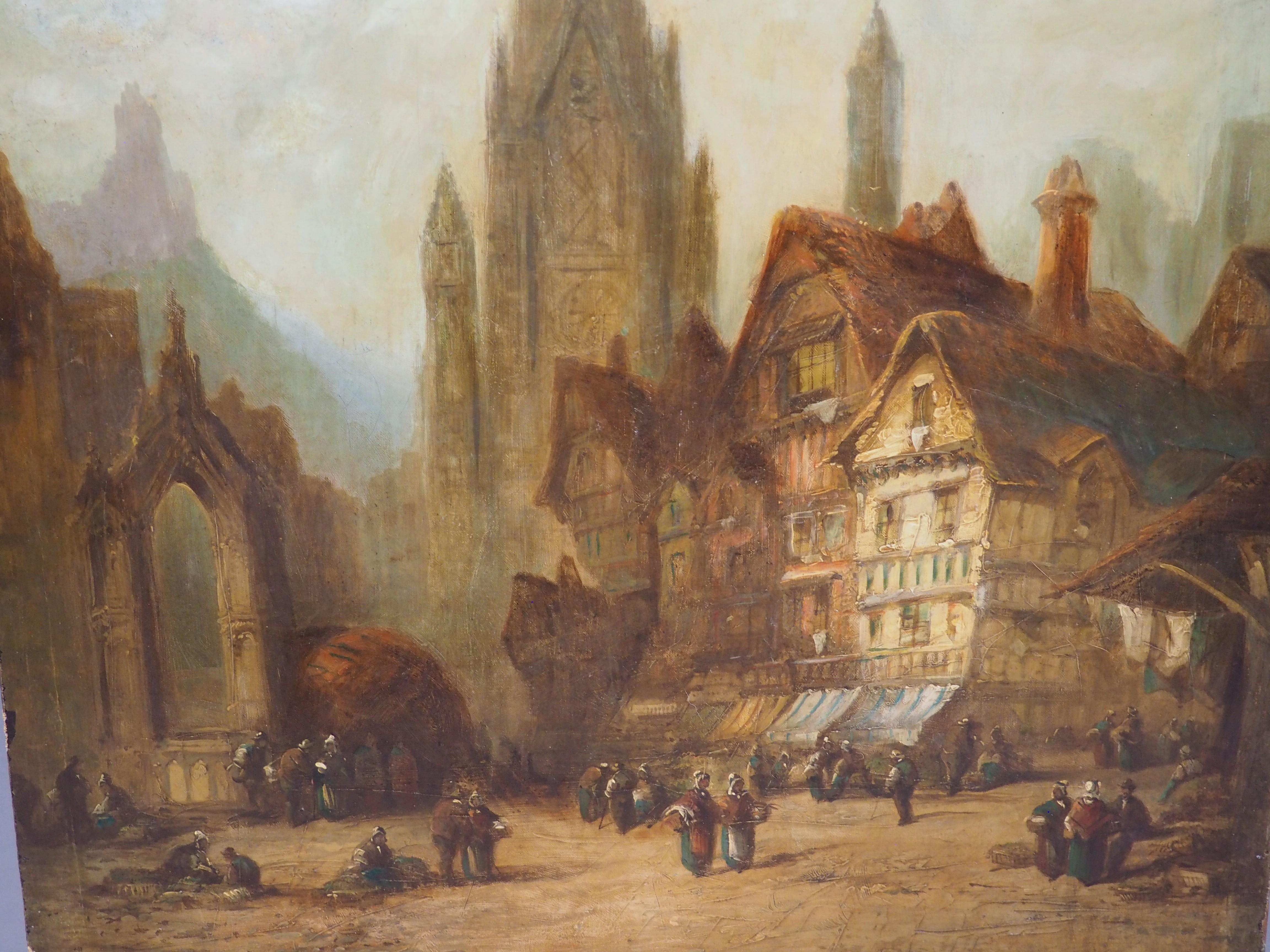Mittelalterliche Stadtlandschaft, Ölgemälde von Jules Noel, CIRCA 1865 im Angebot 7