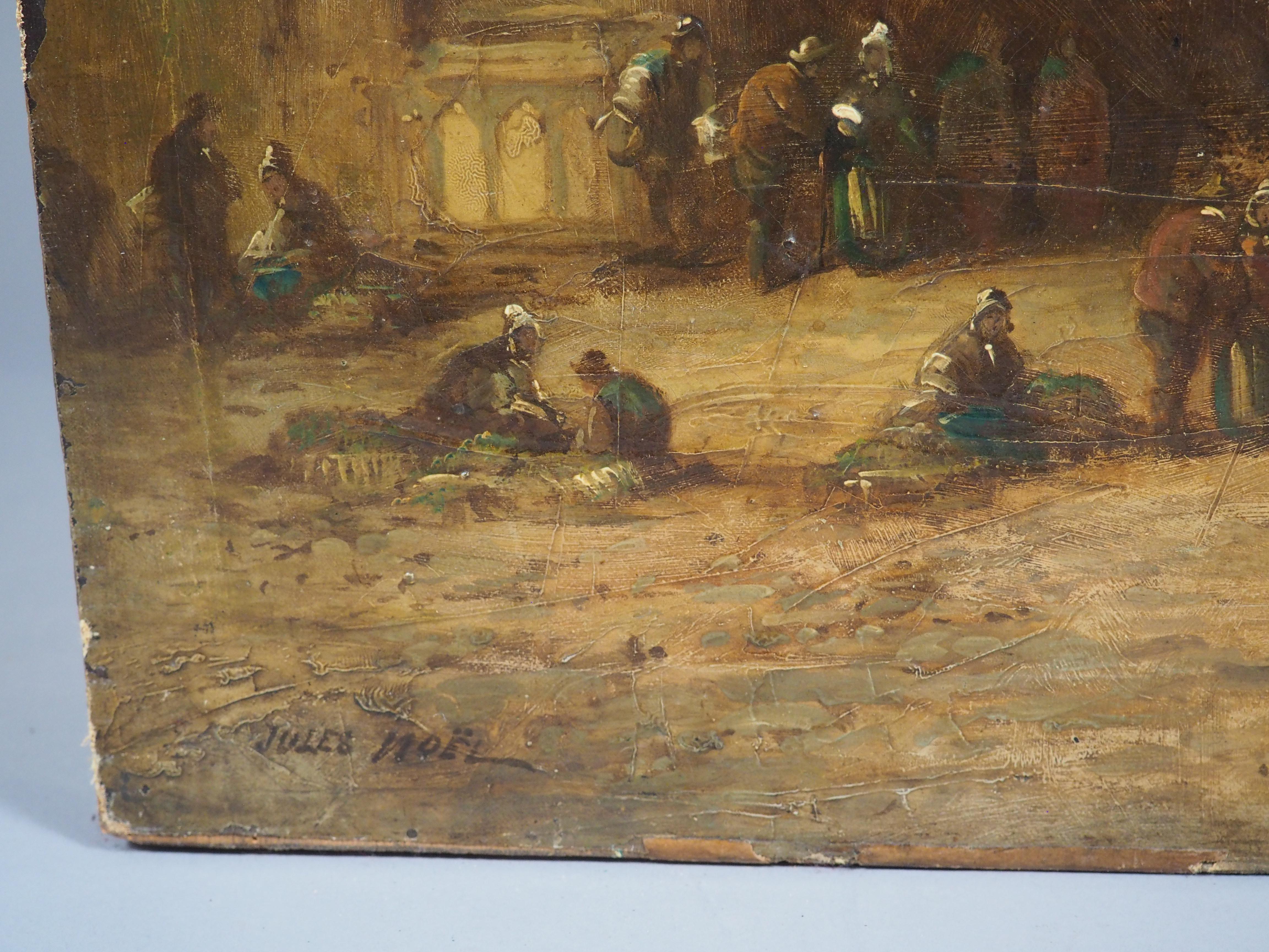 Mittelalterliche Stadtlandschaft, Ölgemälde von Jules Noel, CIRCA 1865 (Handbemalt) im Angebot