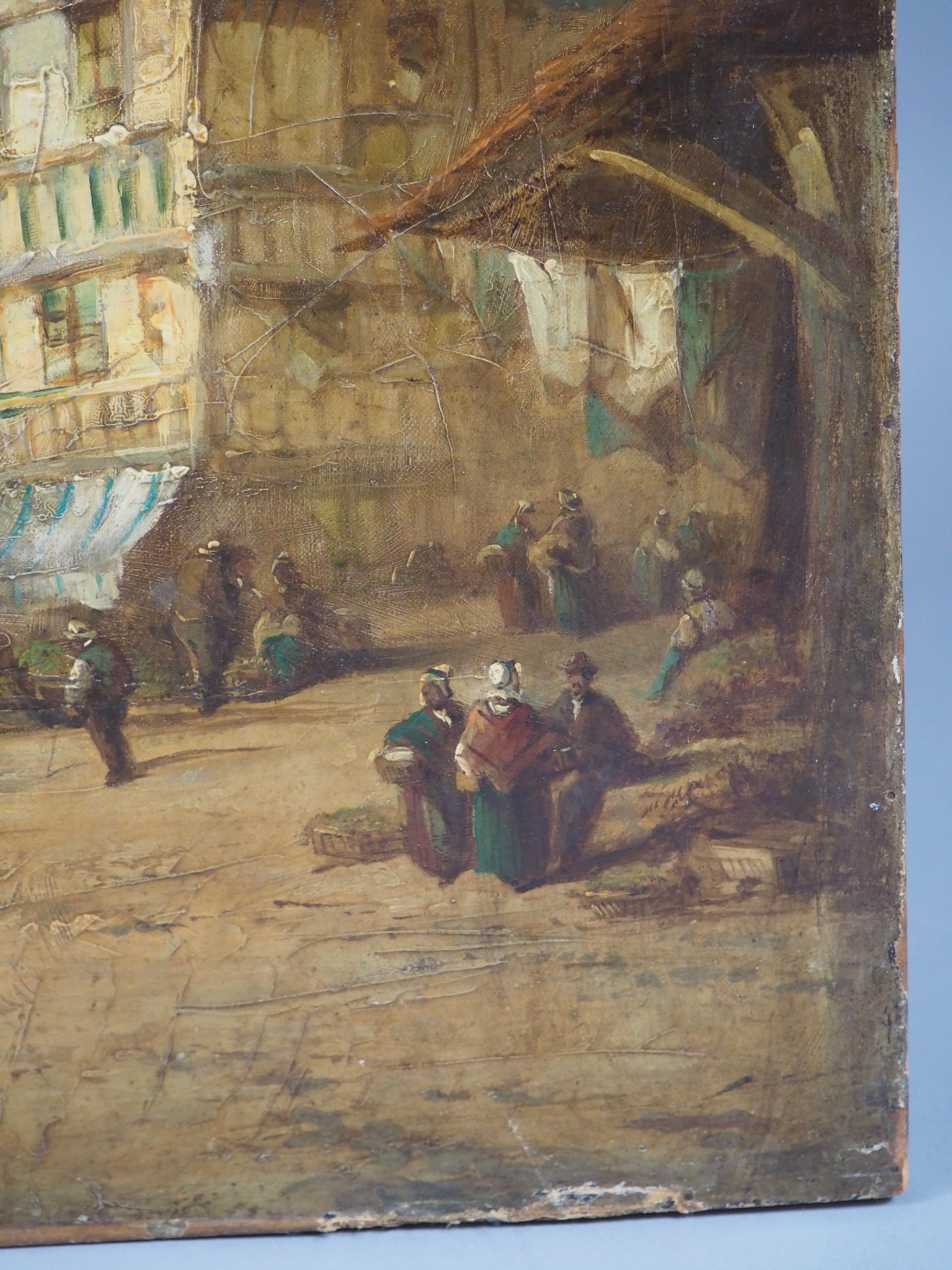 Mittelalterliche Stadtlandschaft, Ölgemälde von Jules Noel, CIRCA 1865 im Zustand „Gut“ im Angebot in Dallas, TX