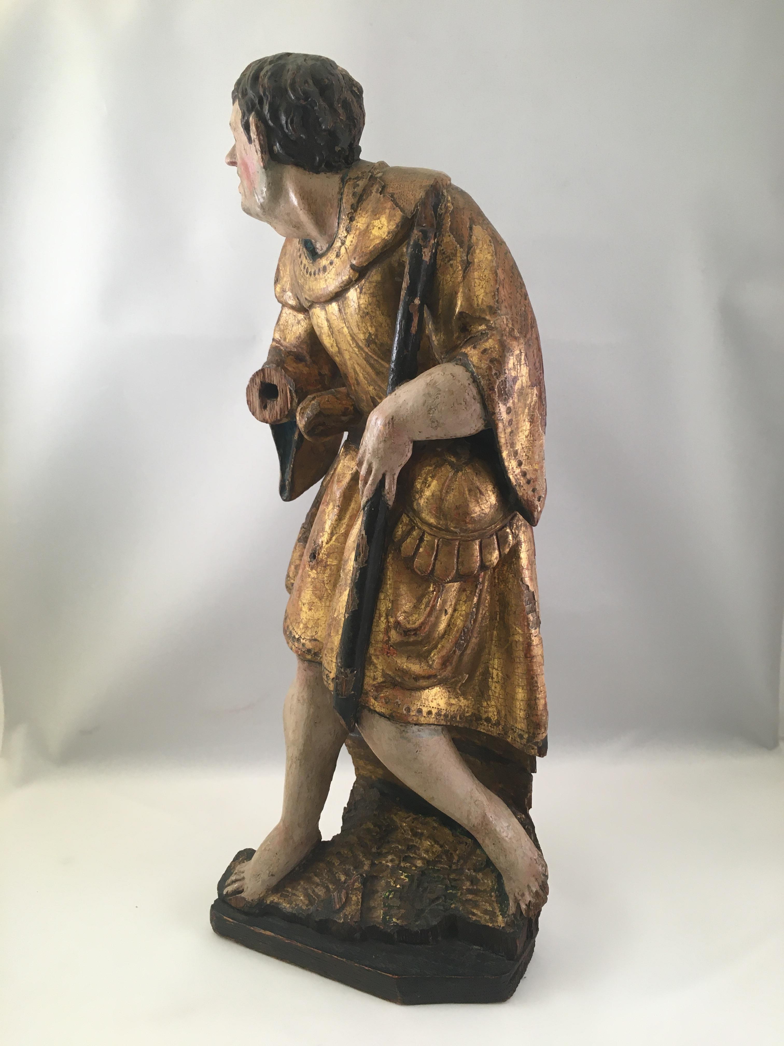Medieval Sculpture of a Shepherd, Part of a 16th Century Retable Piece For Sale 1