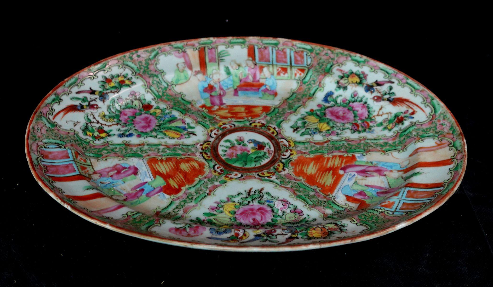 Medium Size Chinese Rose Medallion Porcelain Plater, Ric 058 6