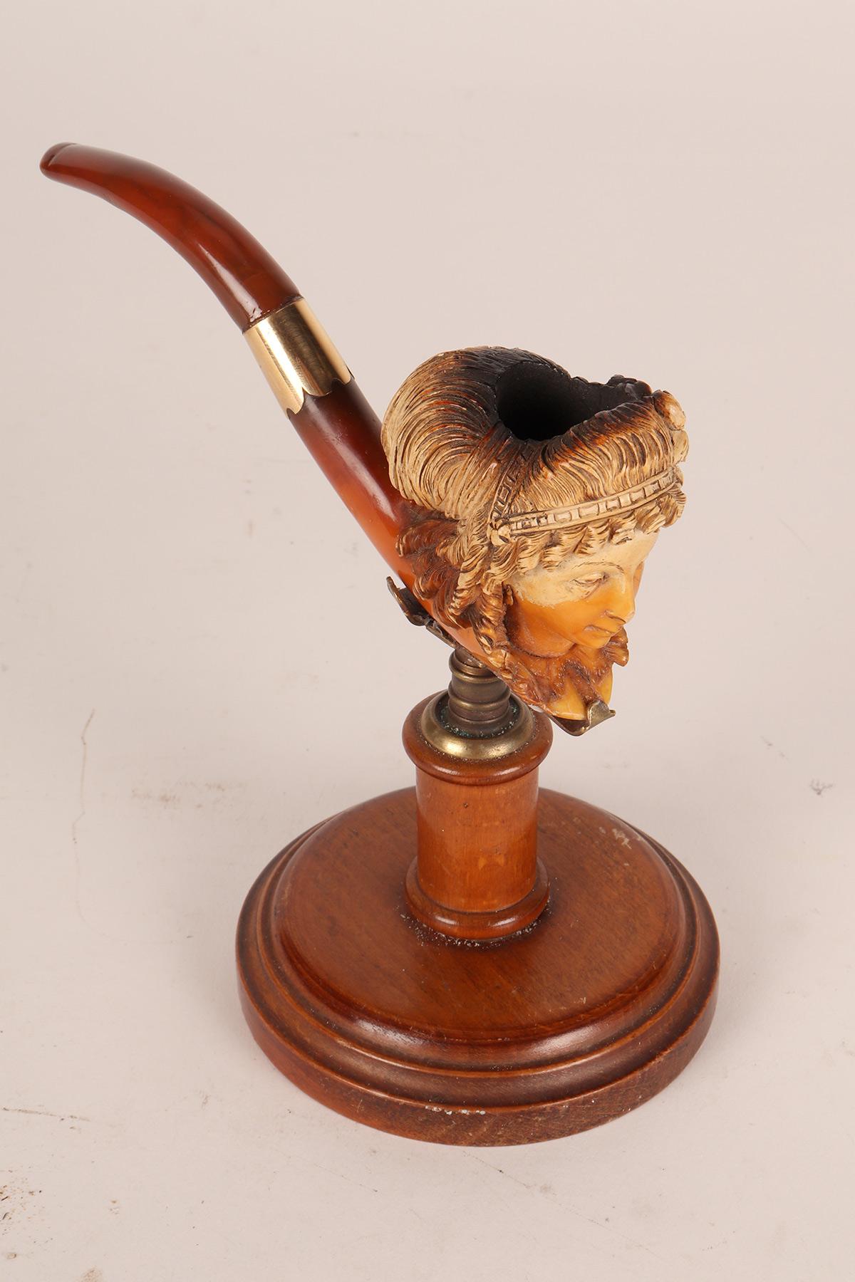 A meershaum pipe: a woman's head with with flower in hairstyle, Vienna 1890 For Sale 3