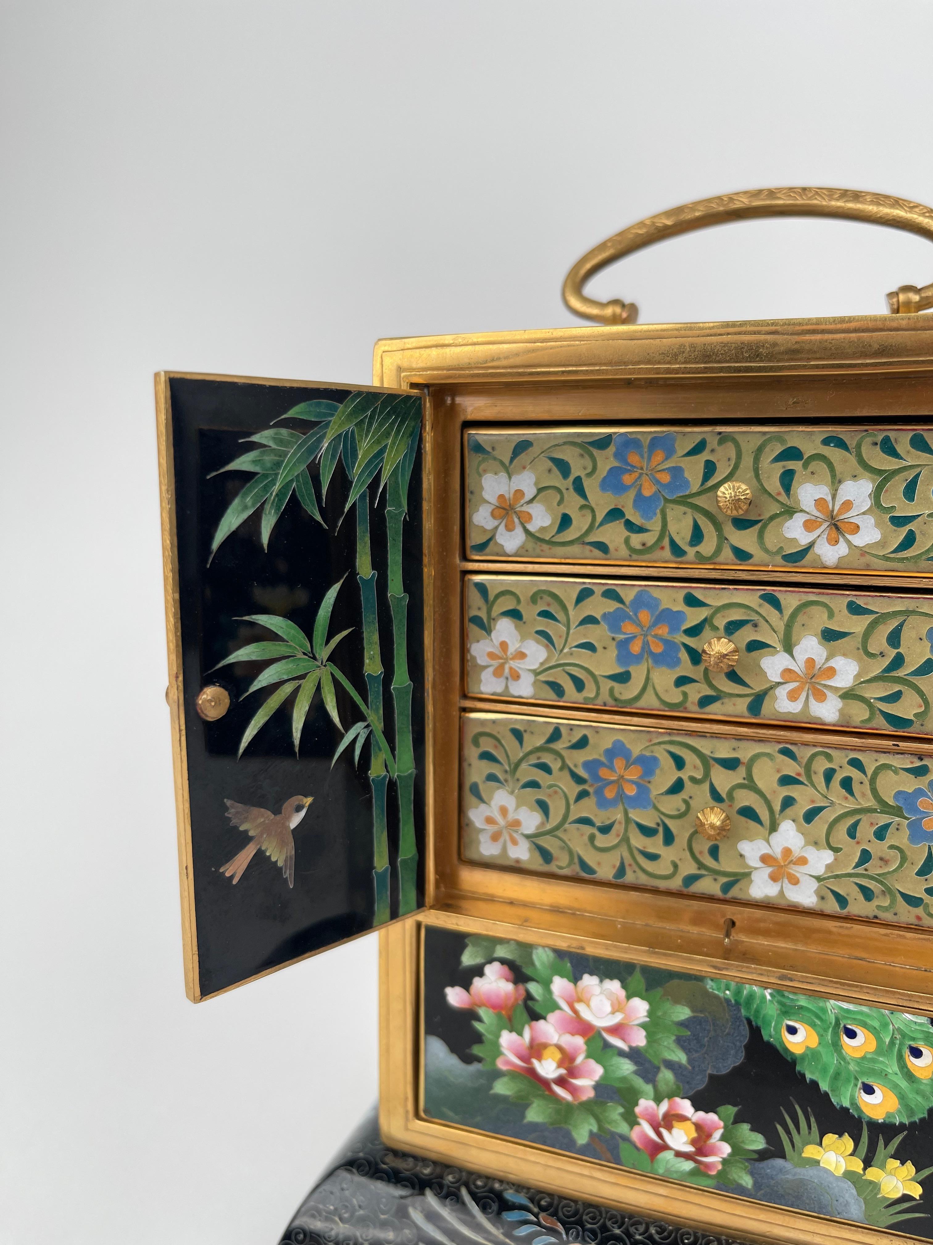 Meiji Gilt Bronze & Cloisonné Enamel Musical Jewelry Box, Japan, circa 1900 2
