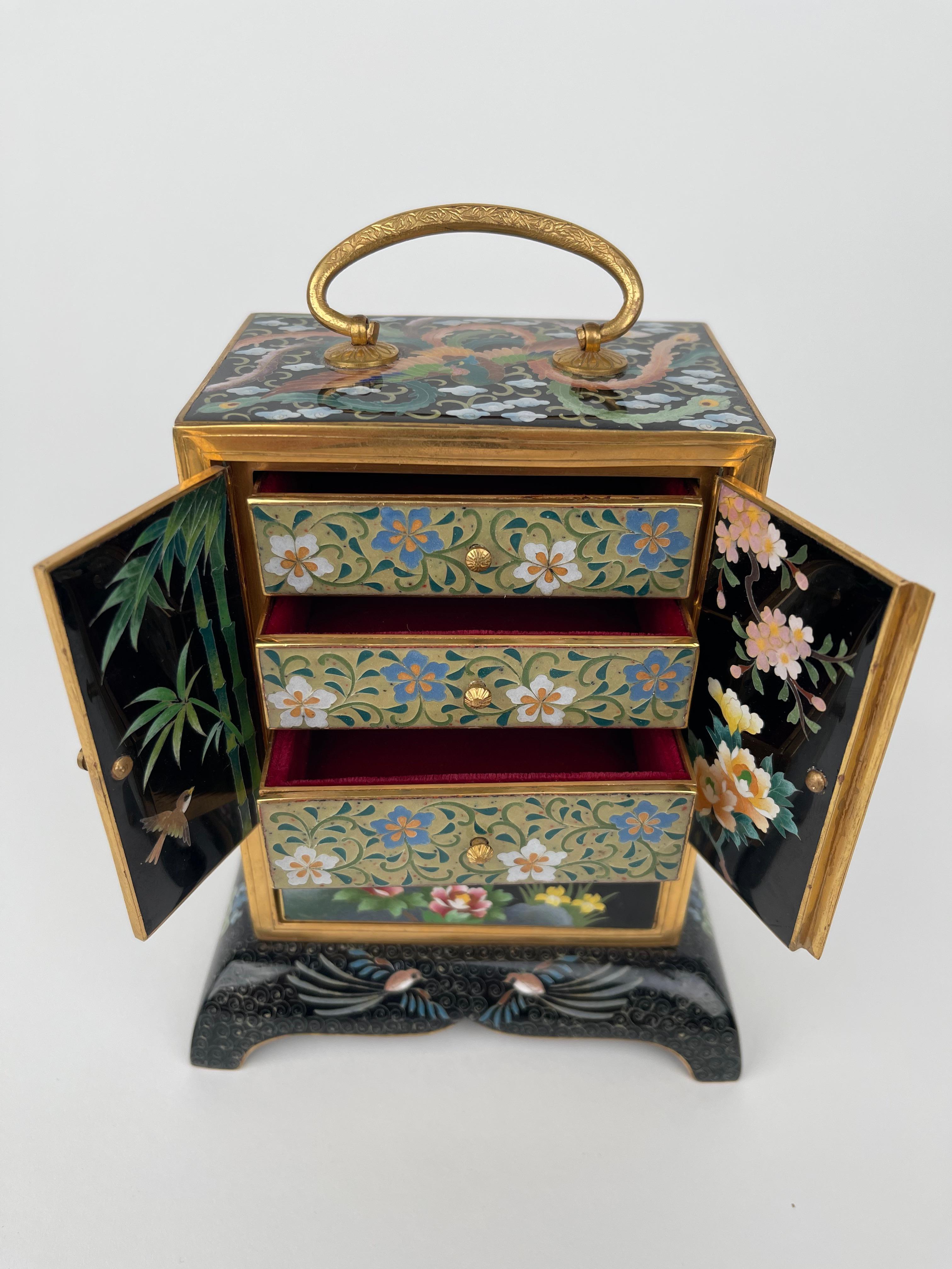 Meiji Gilt Bronze & Cloisonné Enamel Musical Jewelry Box, Japan, circa 1900 3