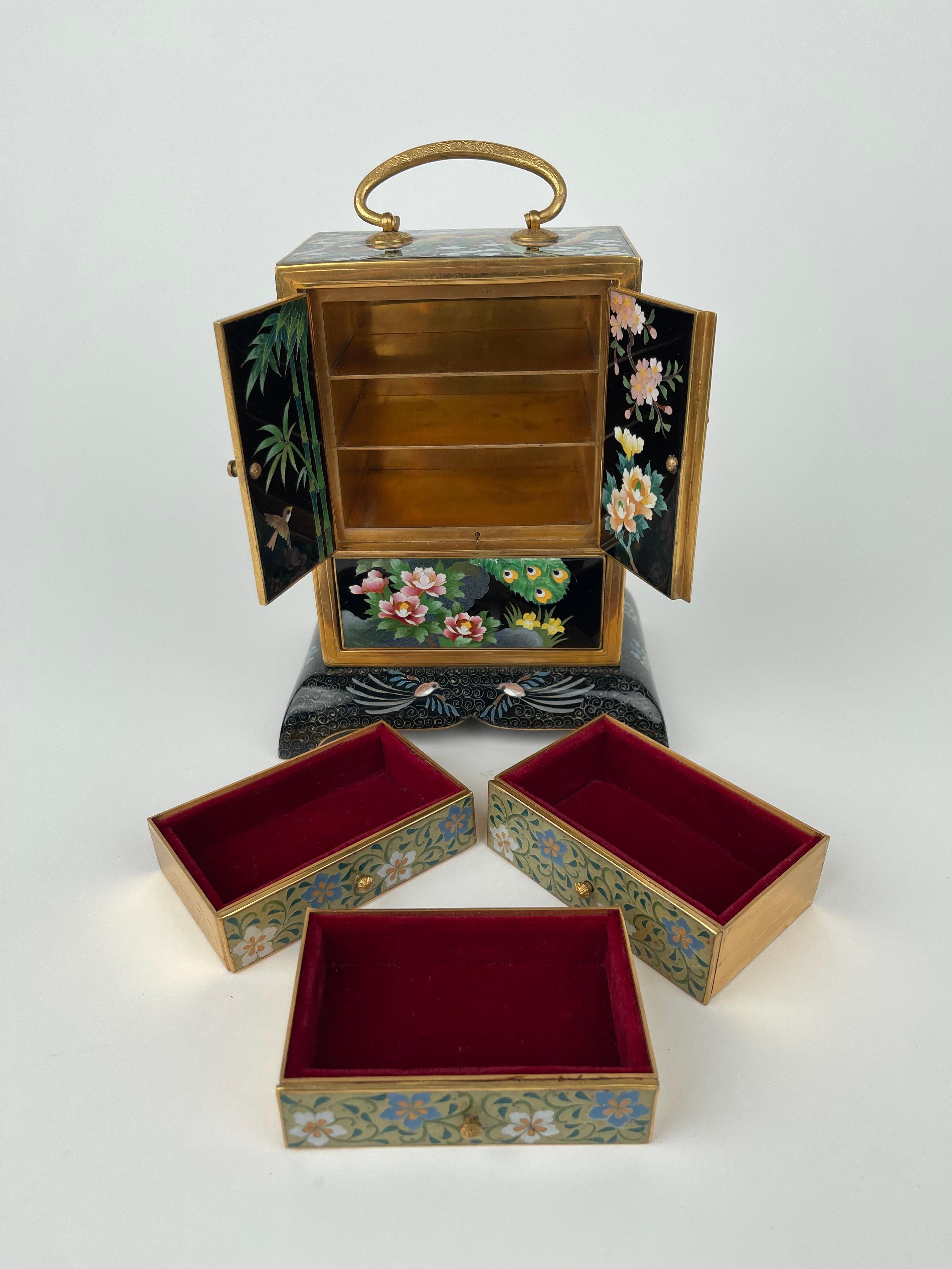 Meiji Gilt Bronze & Cloisonné Enamel Musical Jewelry Box, Japan, circa 1900 4
