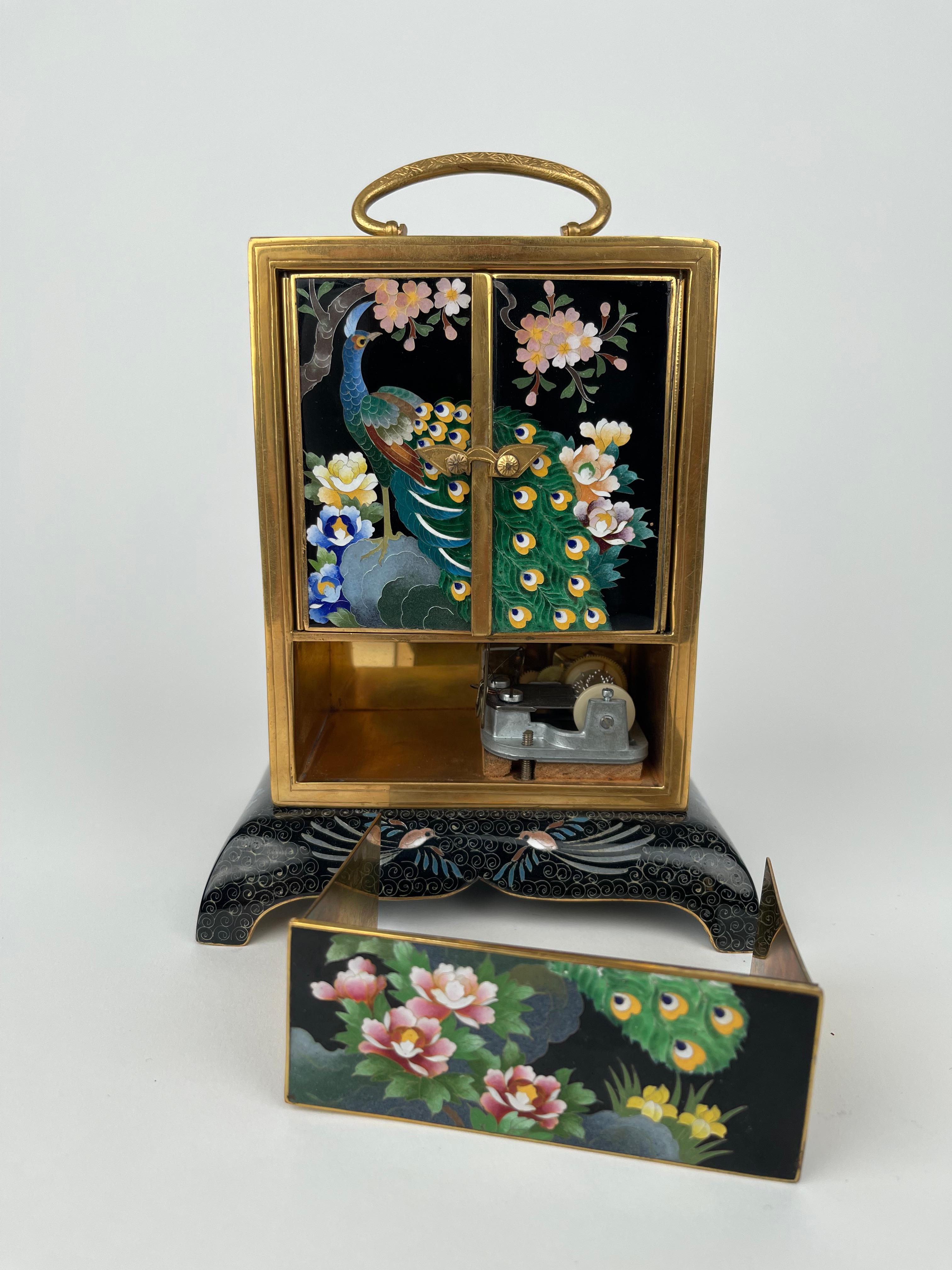 Meiji Gilt Bronze & Cloisonné Enamel Musical Jewelry Box, Japan, circa 1900 5