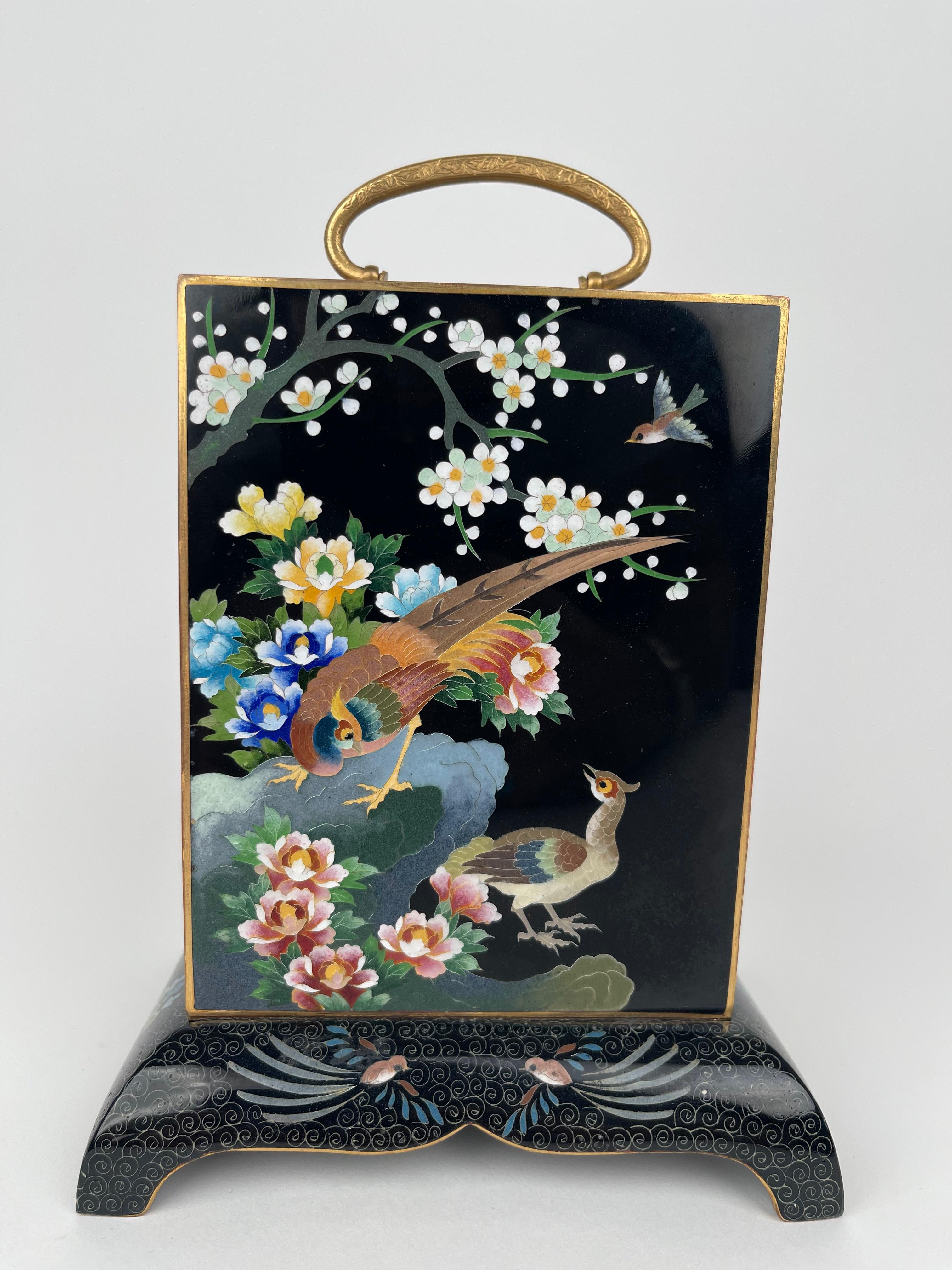 Hand-Painted Meiji Gilt Bronze & Cloisonné Enamel Musical Jewelry Box, Japan, circa 1900