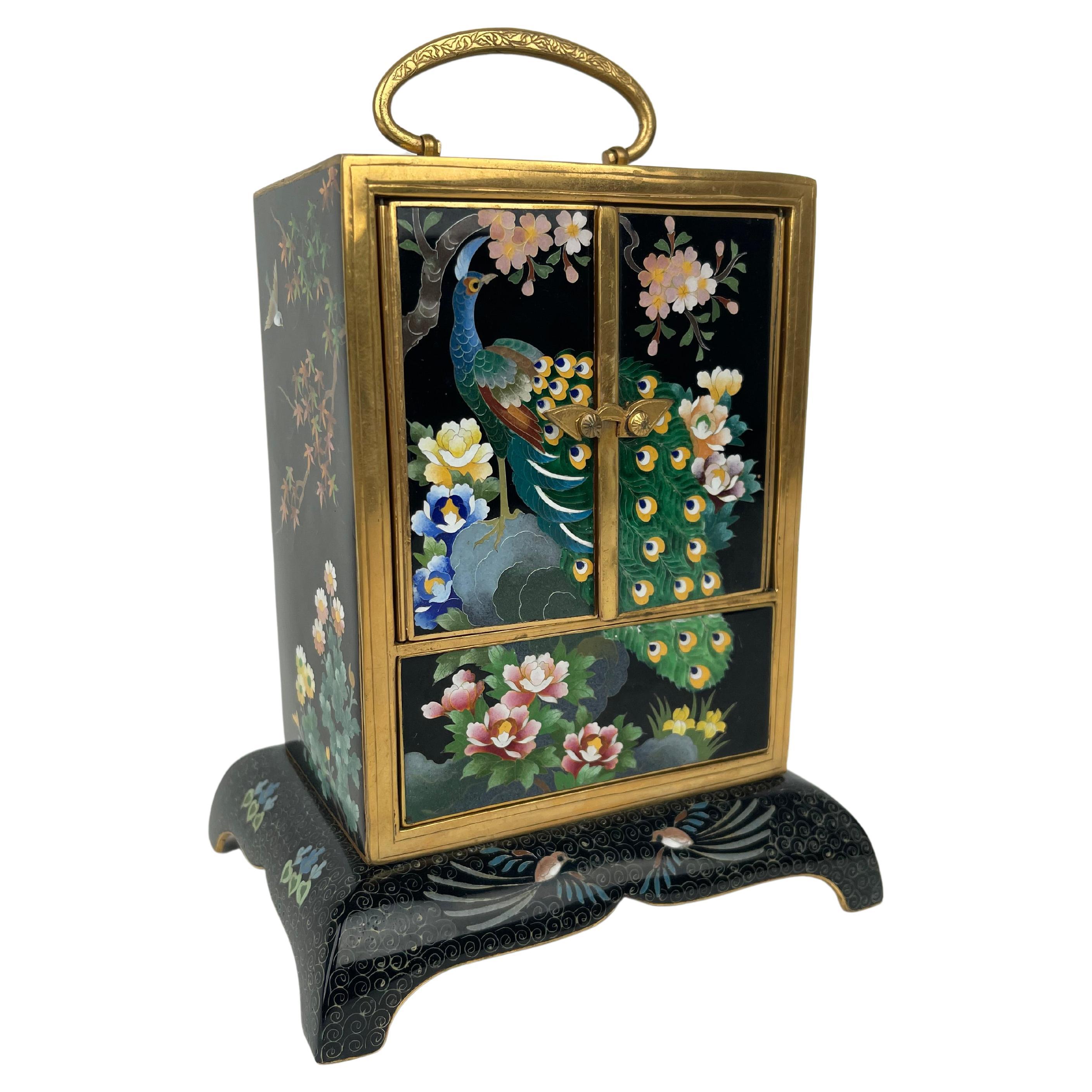Meiji Gilt Bronze & Cloisonné Enamel Musical Jewelry Box, Japan, circa 1900