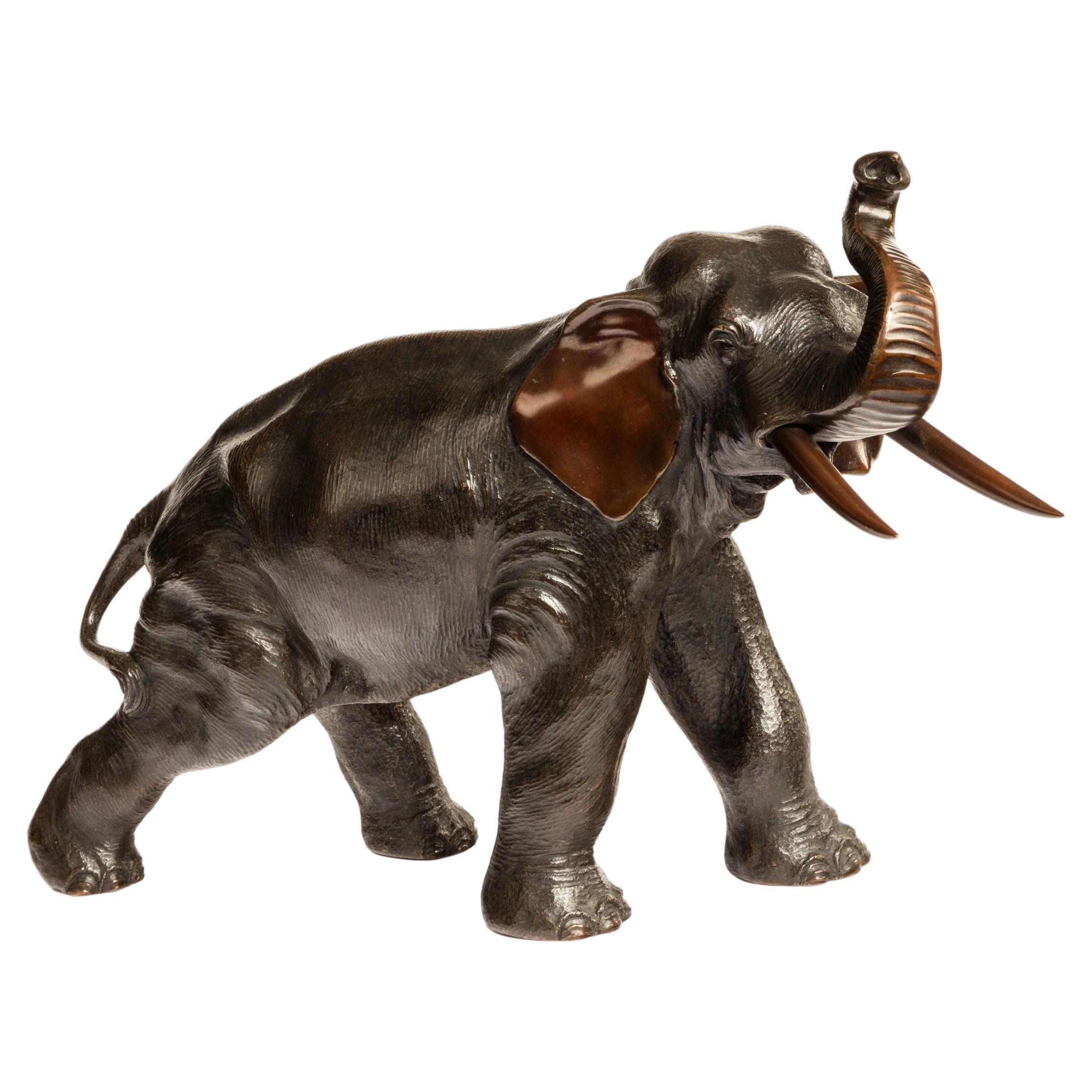 Meiji Period Bronze Elephant by Genryusai Seiya