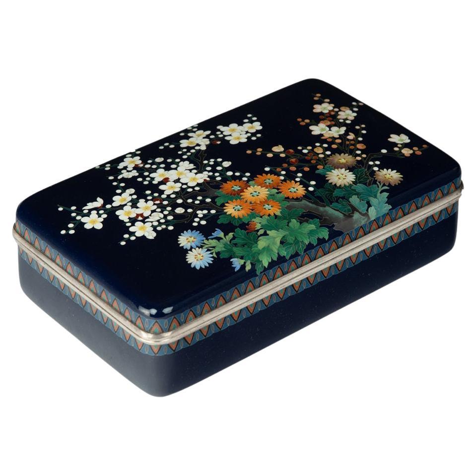 Caja y tapa de cloisonné del periodo Meiji, empresa Ando
