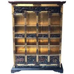 Meiji Period Japanese Gilt Lacquered and Polychrome Cabinet