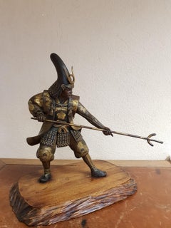 Meiji Period Myiao School Bronze Figure of Samurai, 1890s