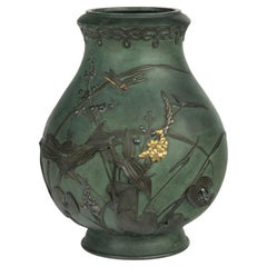 Antique Meiji Period Patinated Bronze Vase by Kiryu Kosho Kaisha