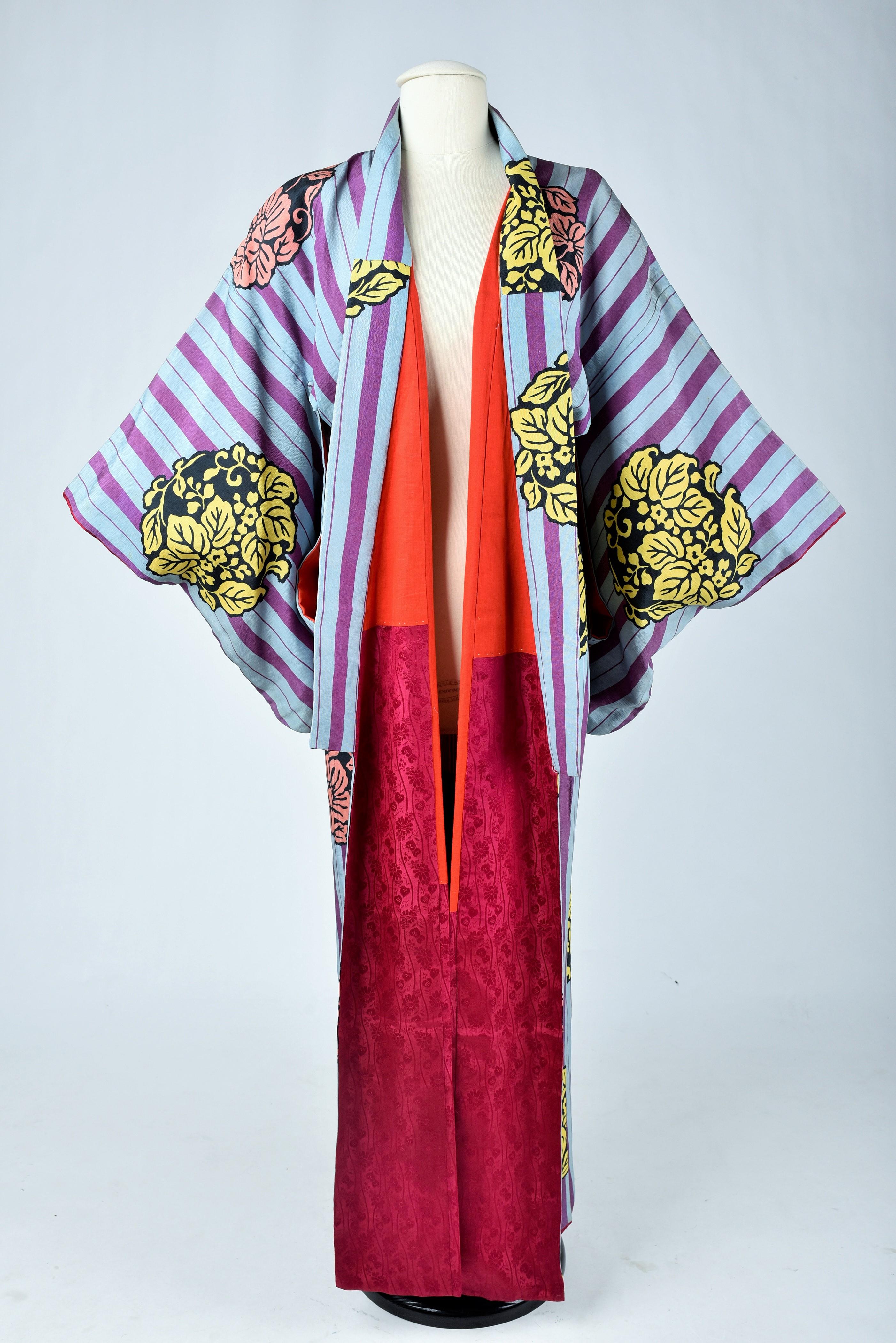 A Meisen Printed Silk Furisode Kimono - Japan Circa 1930 10