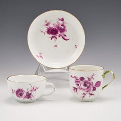 A Meissen Dot Period Porcelain Tea Cup and Saucer and Coffee Cup, 1763 - 1774